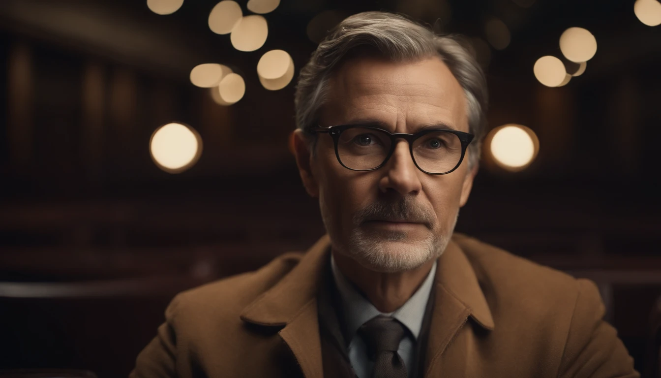 University professor between 40 and 50 years old, Looking at camera from the front