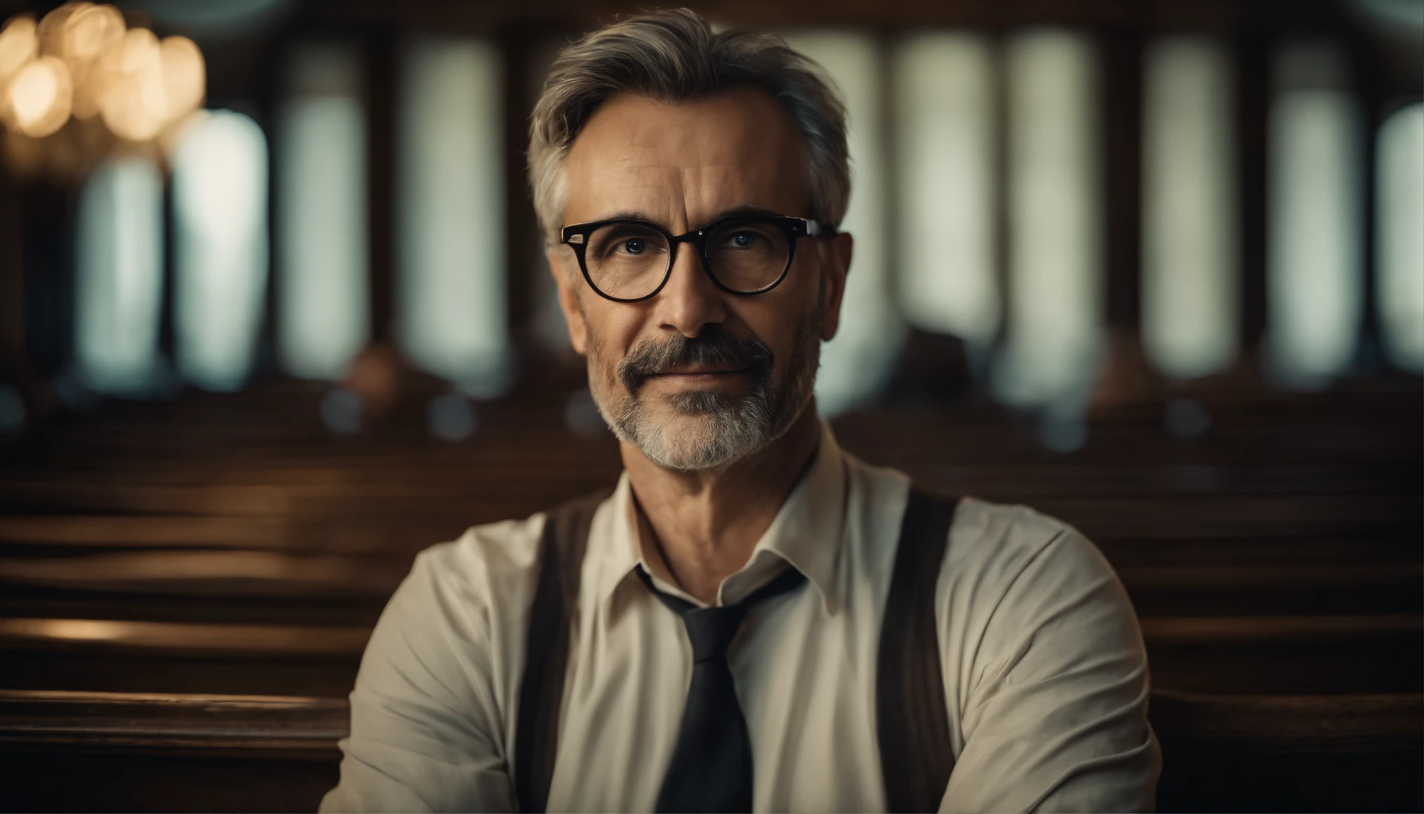 University professor between 40 and 50 years old, Looking at camera from the front