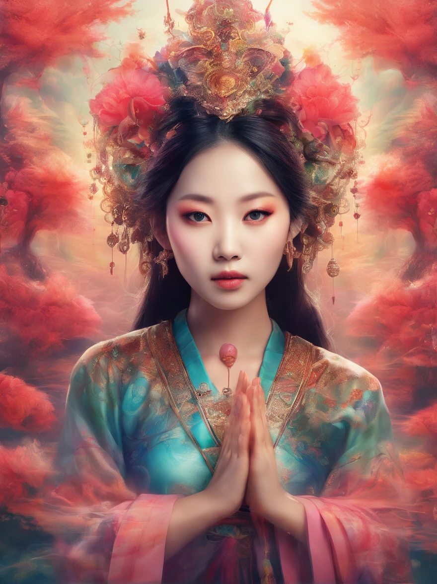 A Chinese lady,Meditate,orthofacial,at centre,Best quality, Masterpiece, Super high resolution,