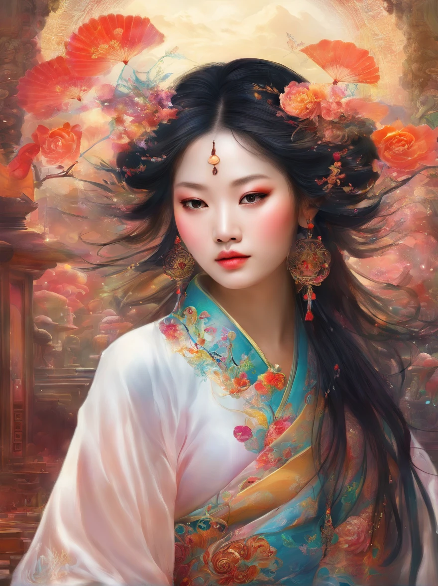A Chinese lady，Meditate，orthofacial，at centre，Best quality, Masterpiece, Super high resolution,