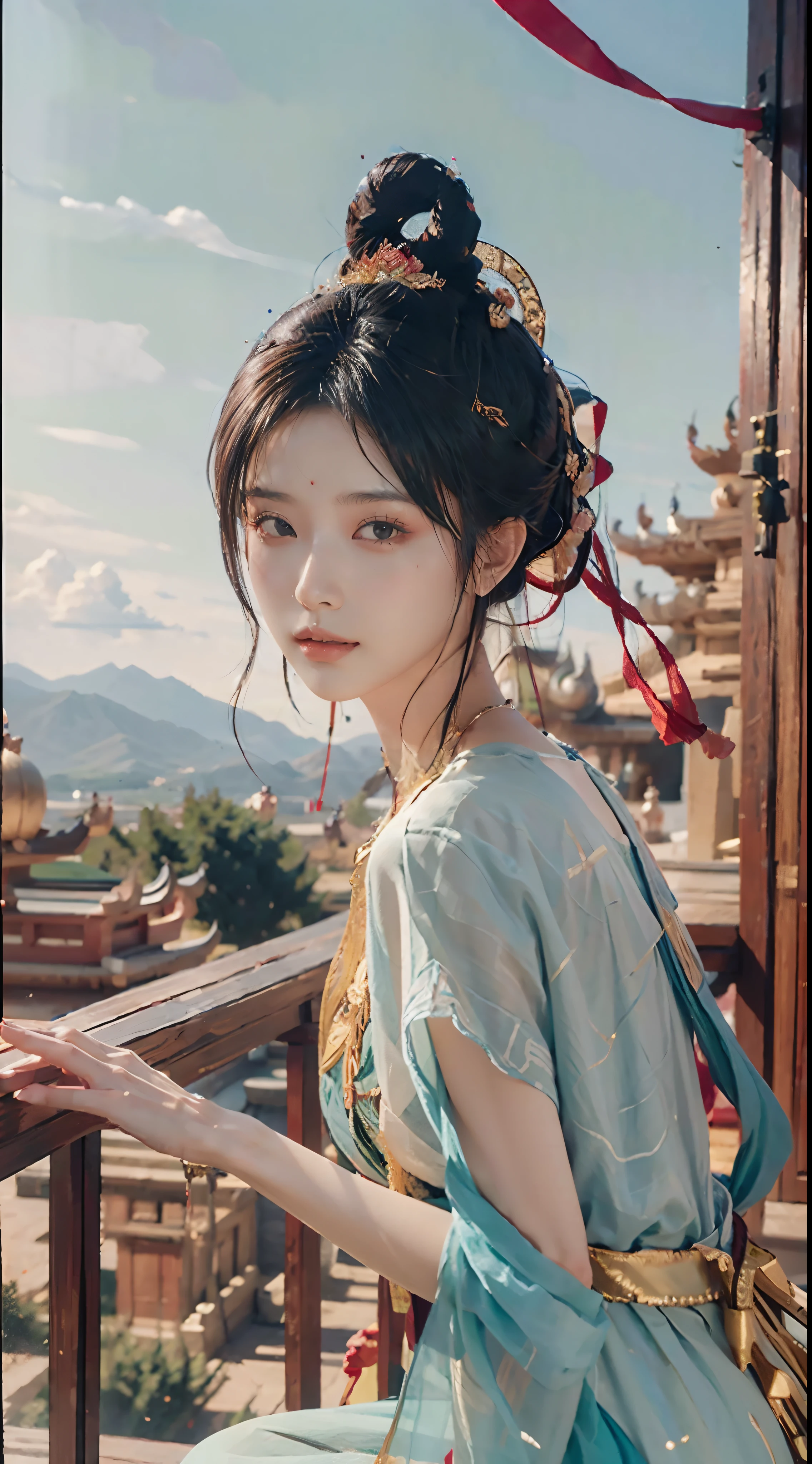 (Very detailed, reasonable design, Clear lines, High sharpness,Best quality, Masterpiece, 4K Canon photography is realistic)The beauty of Dunhuang style