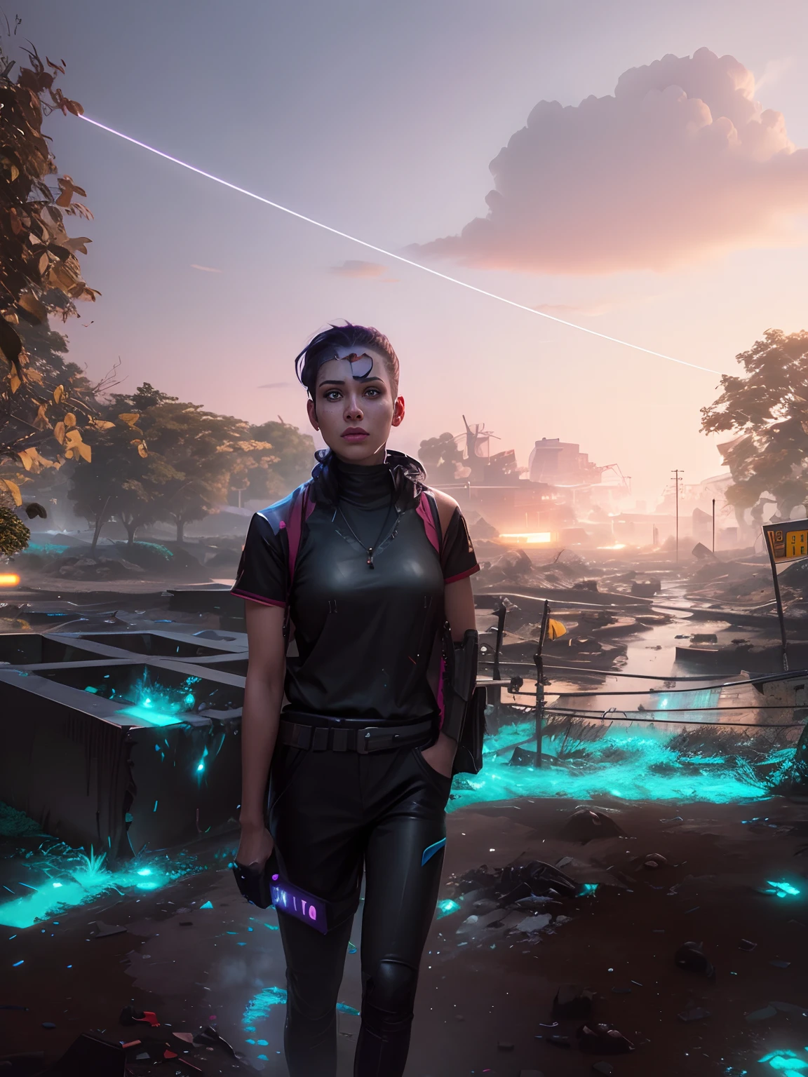 Change background cyberpunk realistic face