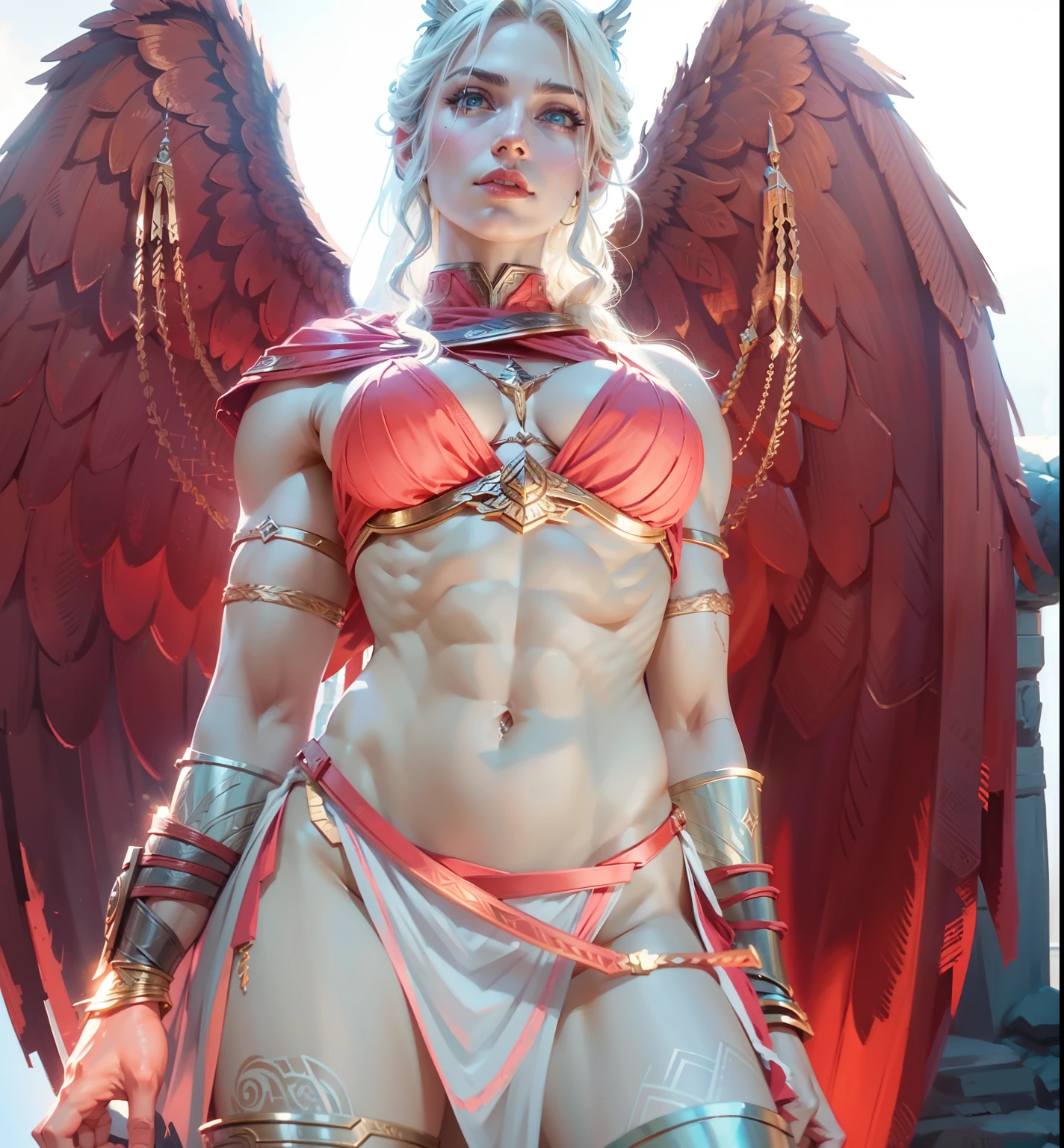 Asgard, valkyrie, mulher guerreira. Anatomia correta, delicate muscles, epic fantasy digital art，tmasterpiece，8k，high-definition resolution，desenho detalhado，Qulidade Superior，, Epic composition