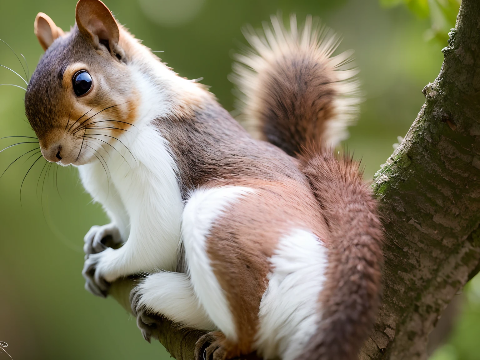 A squirrel climbing into the white blouse realism 4K --auto --s2