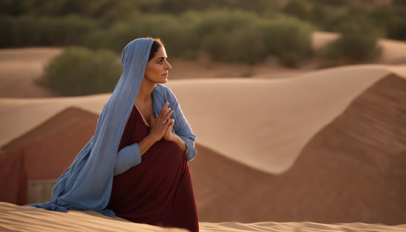 a pregnant Israeli woman, with advanced age, peles claras, Ainda do filme live action, cenas de filmes live-action, 16384K Filmes, still image from tv series, cinematic Film still from, film still image, portrait of bedouin d&d, cena maravilhosa
