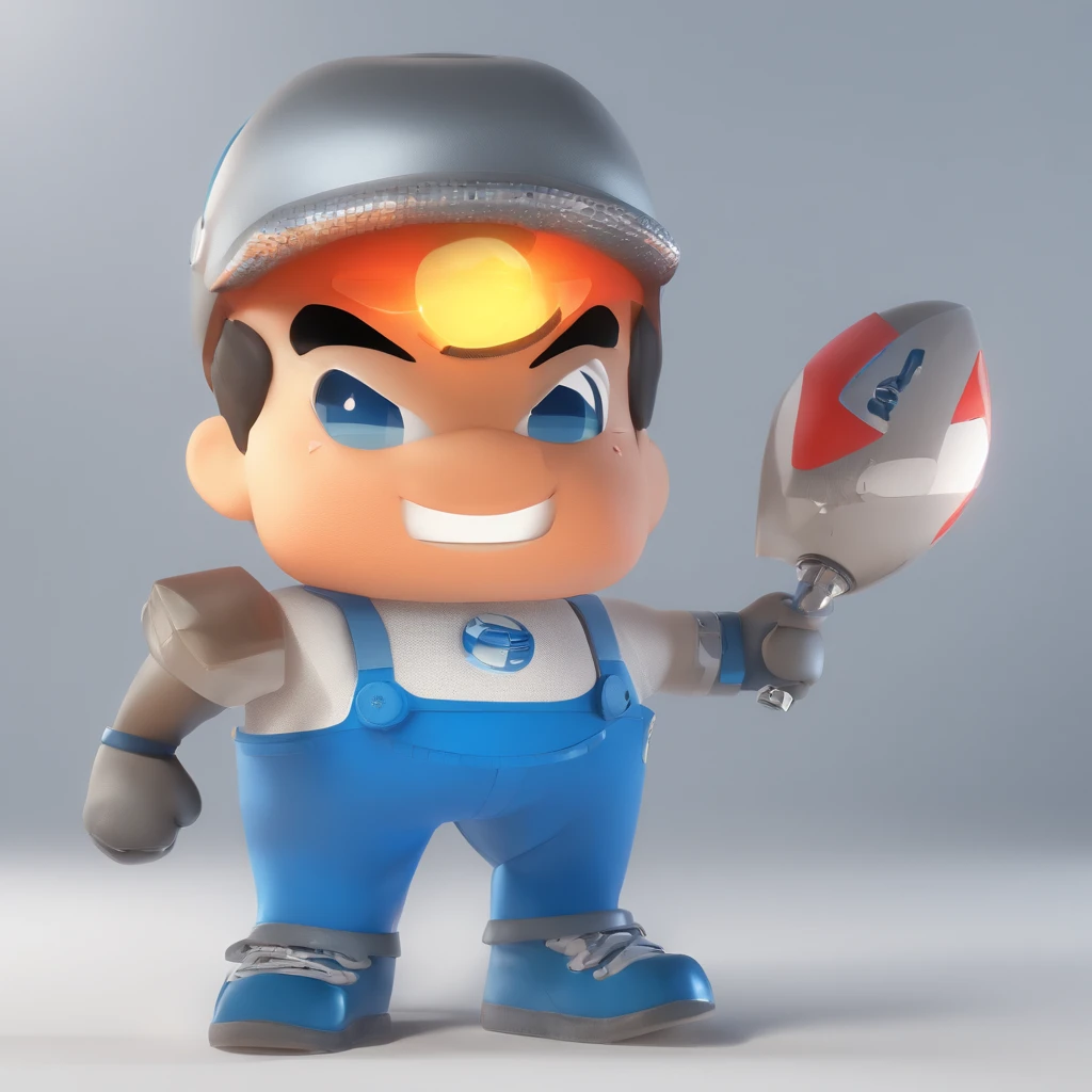 super bonito IP menino por pop mart, olhos brilhantes, querubim, blue pants and white shirt, argila, Modelos, um brinquedo de caixa cega, Brilhante e delicado,fundo limpo, Bom brilho, 3D rendering of,best quality