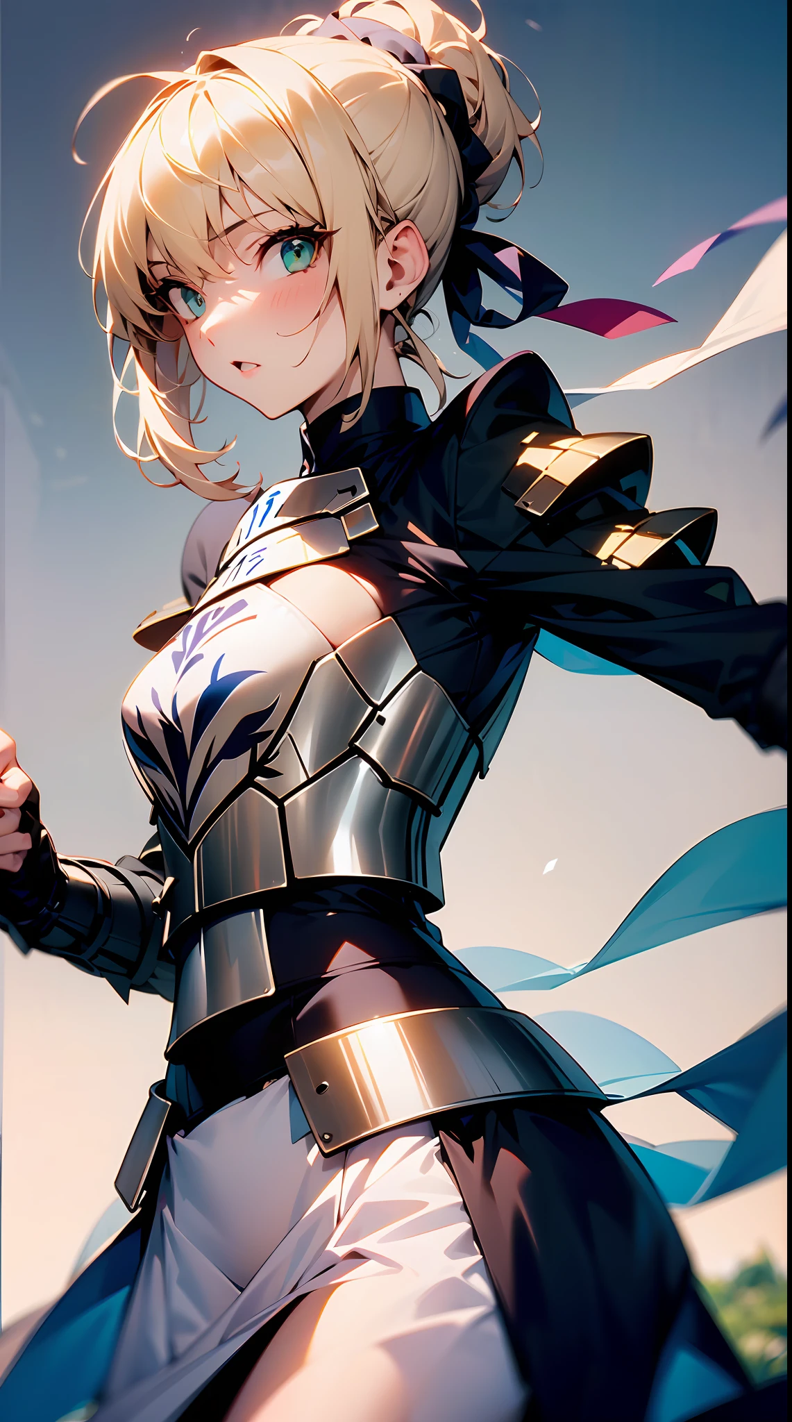 masutepiece, Best Quality, absurderes, 1girl in, Saber, dress armor