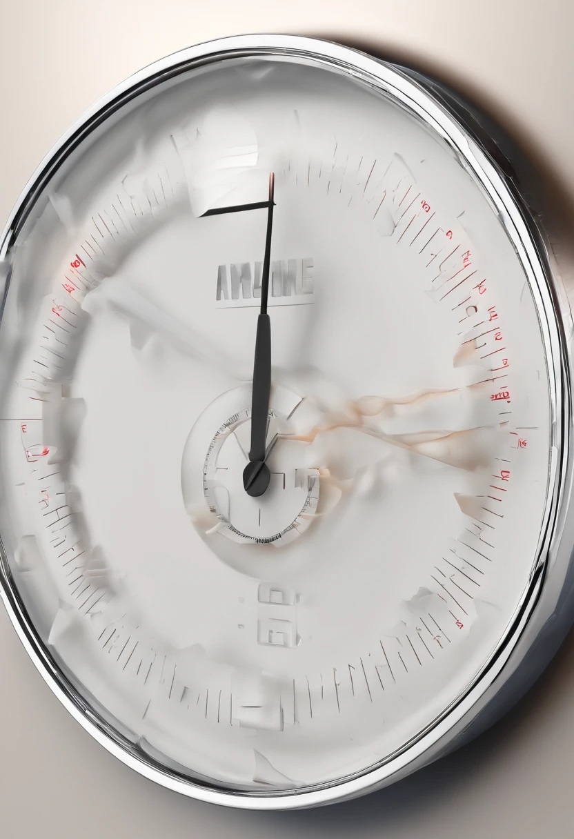 Round dial A dial made of ice and hands placed front on the table on a white background