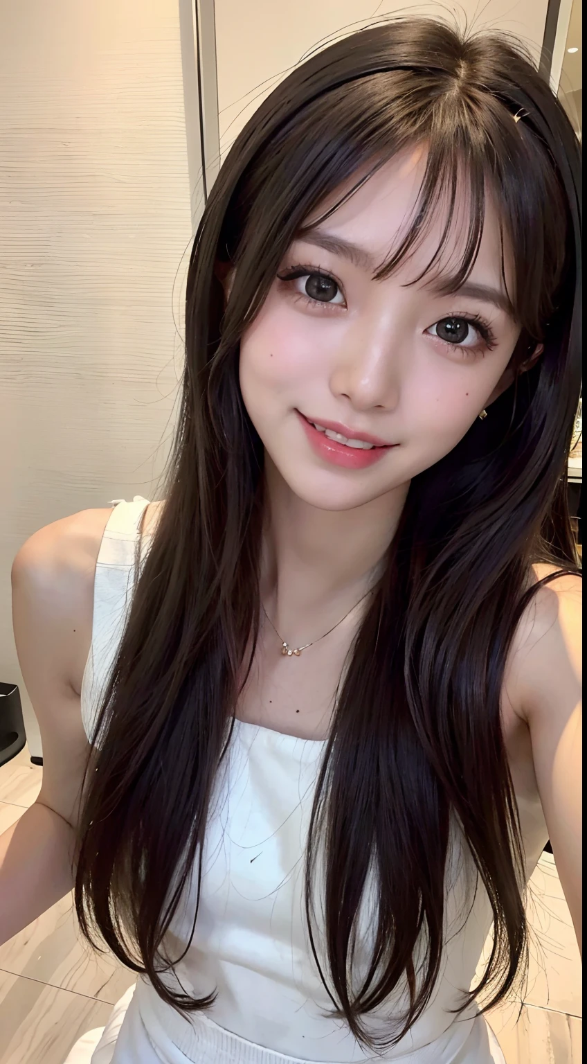 (((medium shot))), two girls, pretty girl、14 years old, smile, summer mini dress、Happy, cute eyes, 8k, masterpiece, anatomically correct, high detail, high quality, High resolution, 最high quality, 16k,