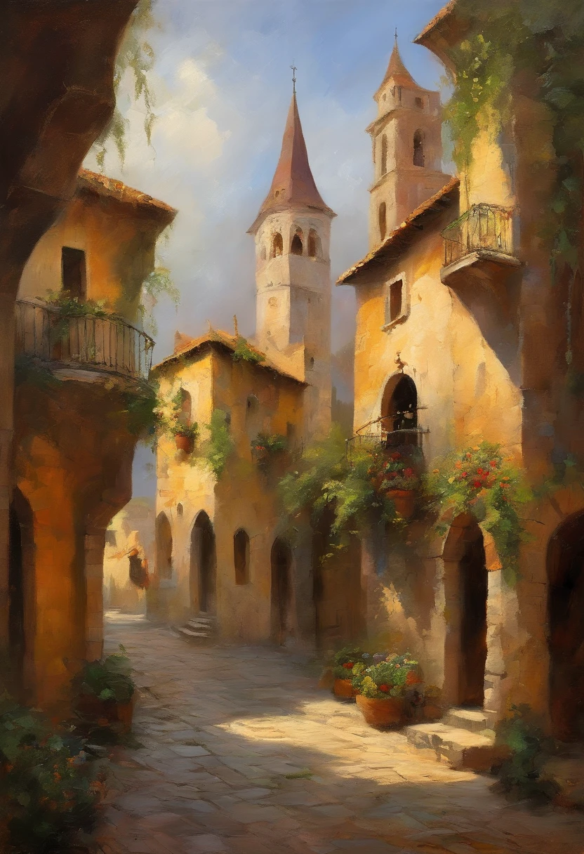 Medieval fantasy city, enorme ciudad, hermosa ciudad con jardines, monumentos, palacios y bellos edificios, Magnificent fantasy city