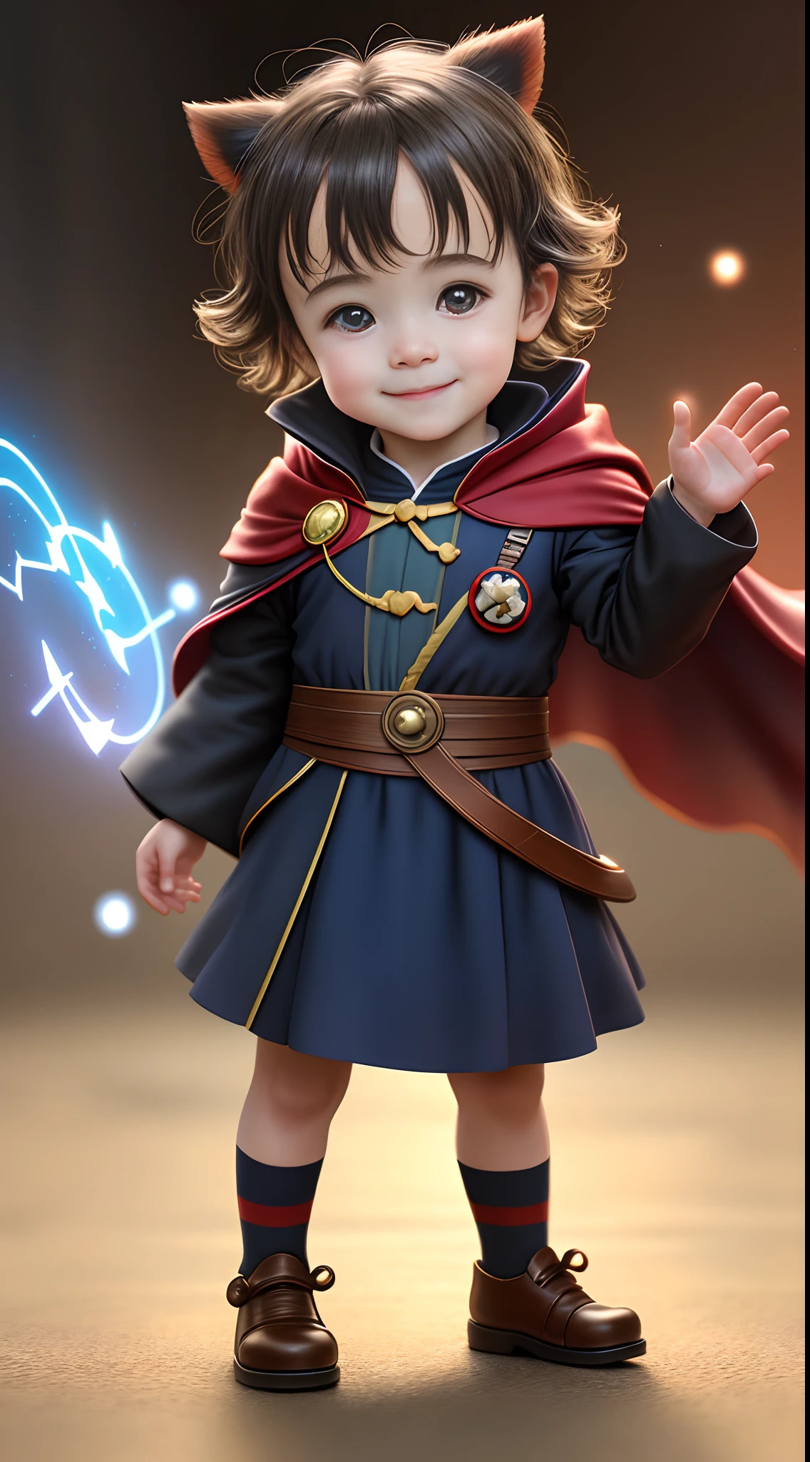  yodah (grogu:1.2), cosplay Doctor Strange ,smile, cute,fantasy scene, skin realistic,ultra realistic,full body,stand in the middle of the frame, (hyperrealism:1.1),(detailed:1.2)