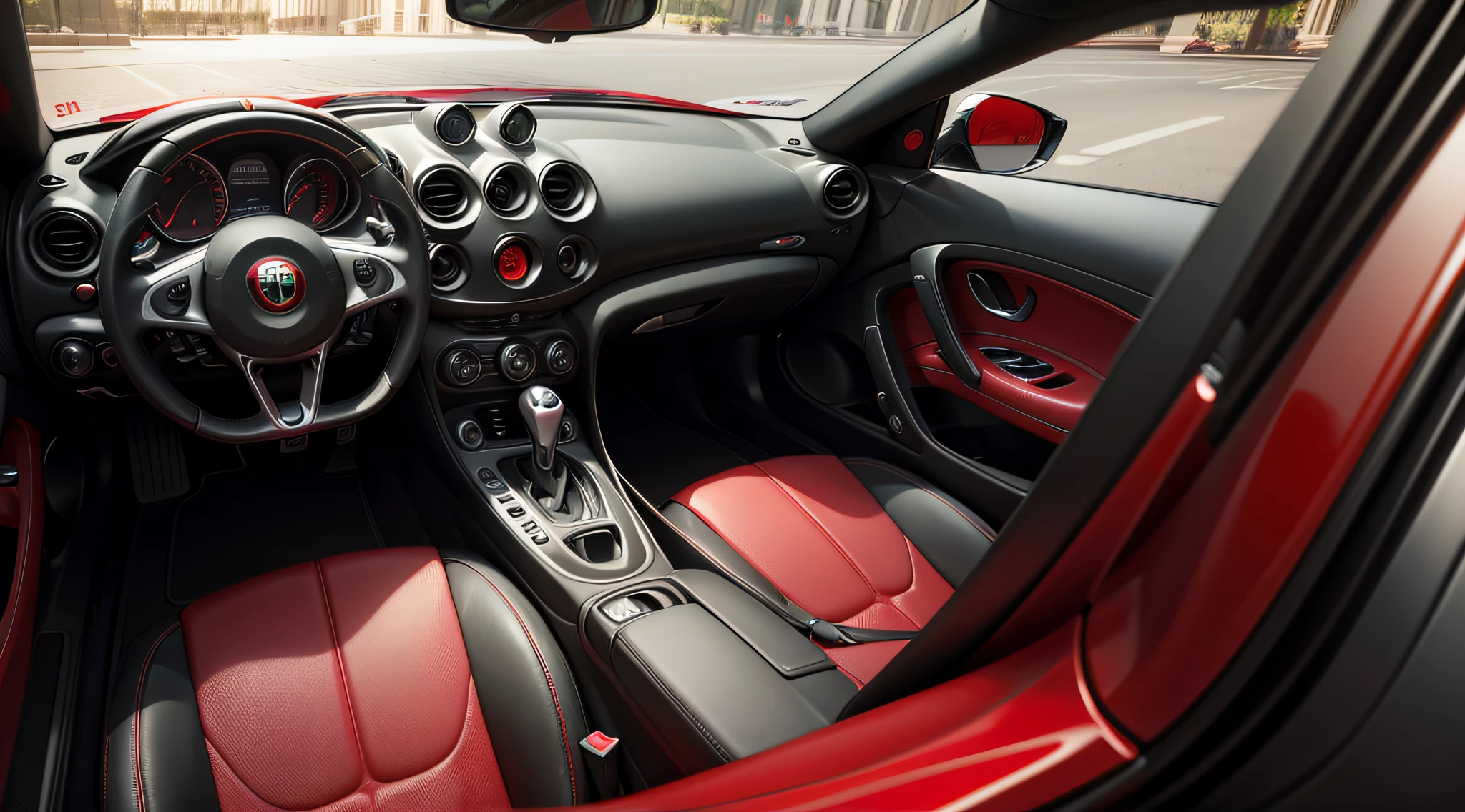 alfa romeo 4c spider,red color,close-up photo,Photography,clear facial features,Photorealistic,DSLR,full body,