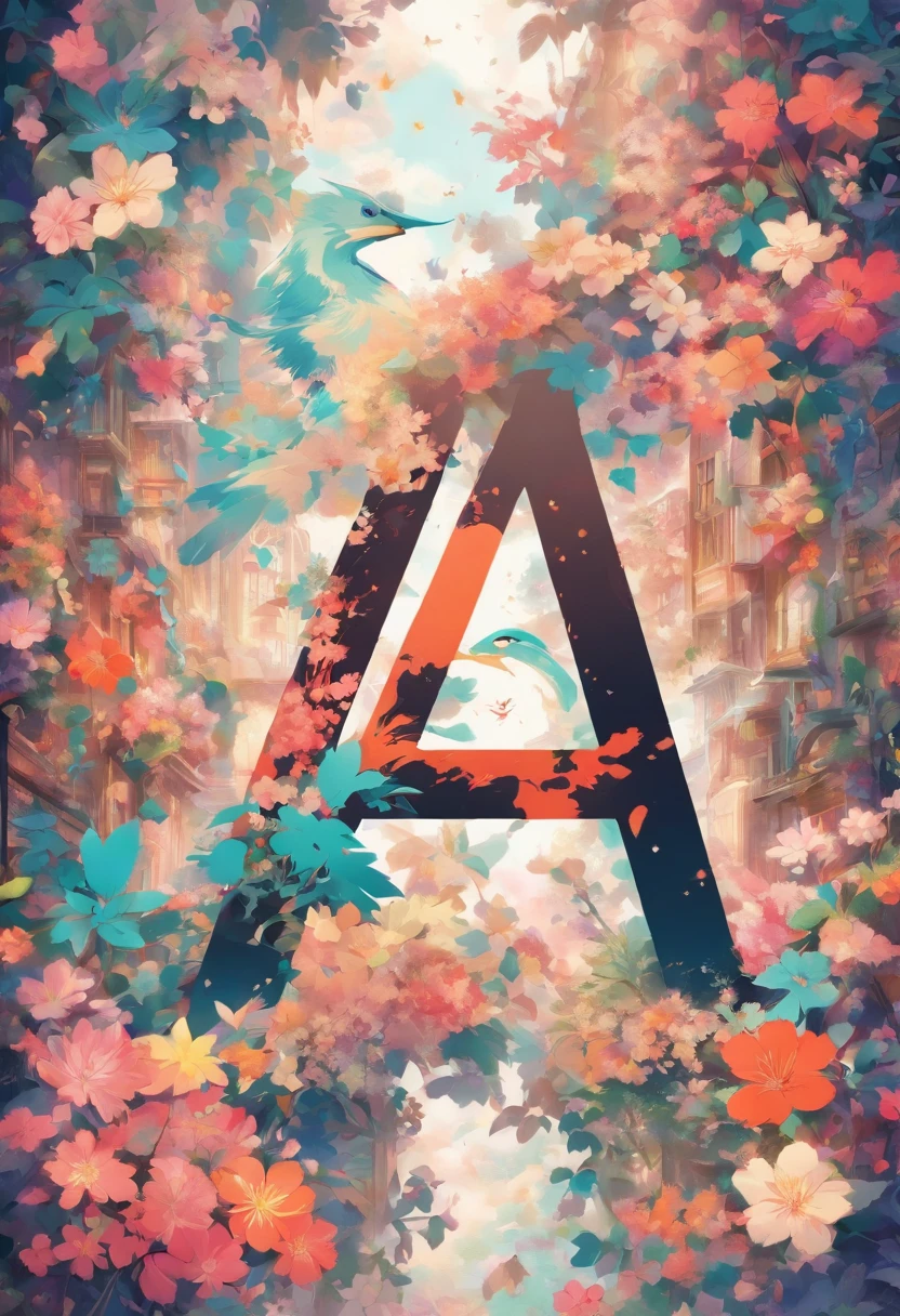 Print the logo, Floral, Letter "A", Serif font
