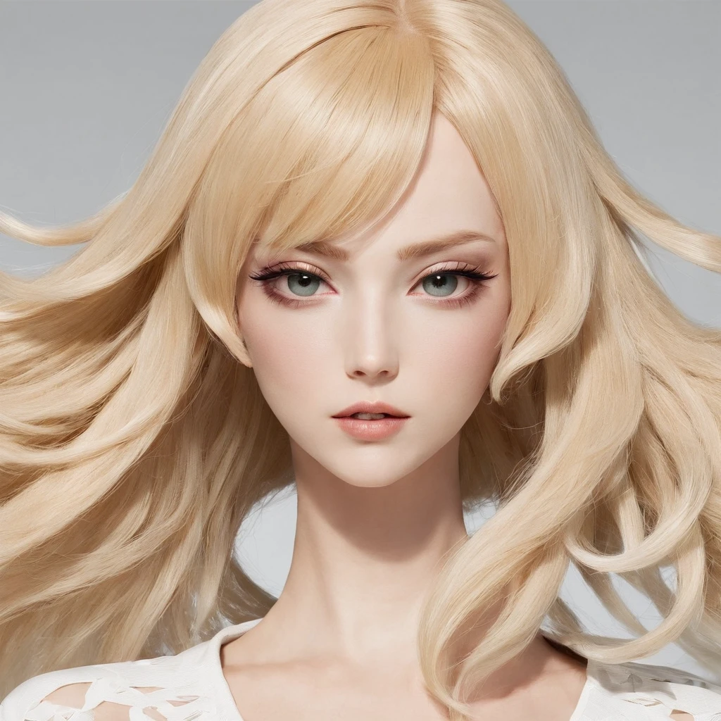 japanese animation fashion, blonde color hair, a hair style that looks like it would appear in one piece