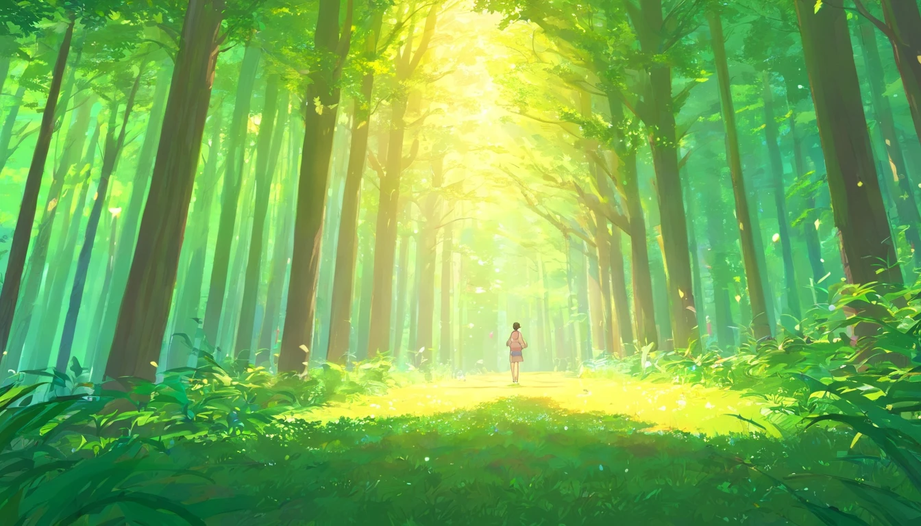 Tyndall Light,ln the forest,Don't show people。