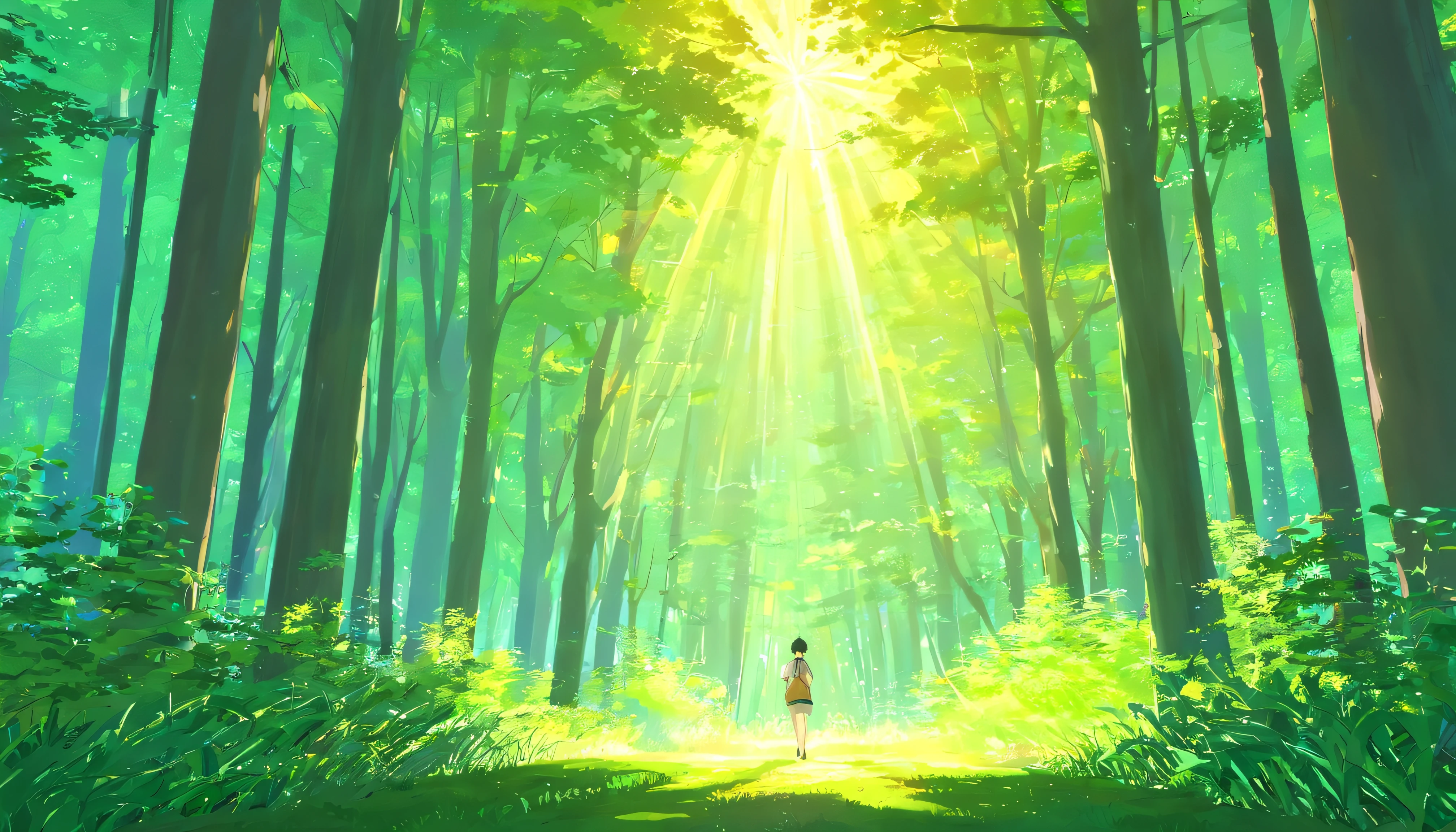 Tyndall Light,ln the forest。