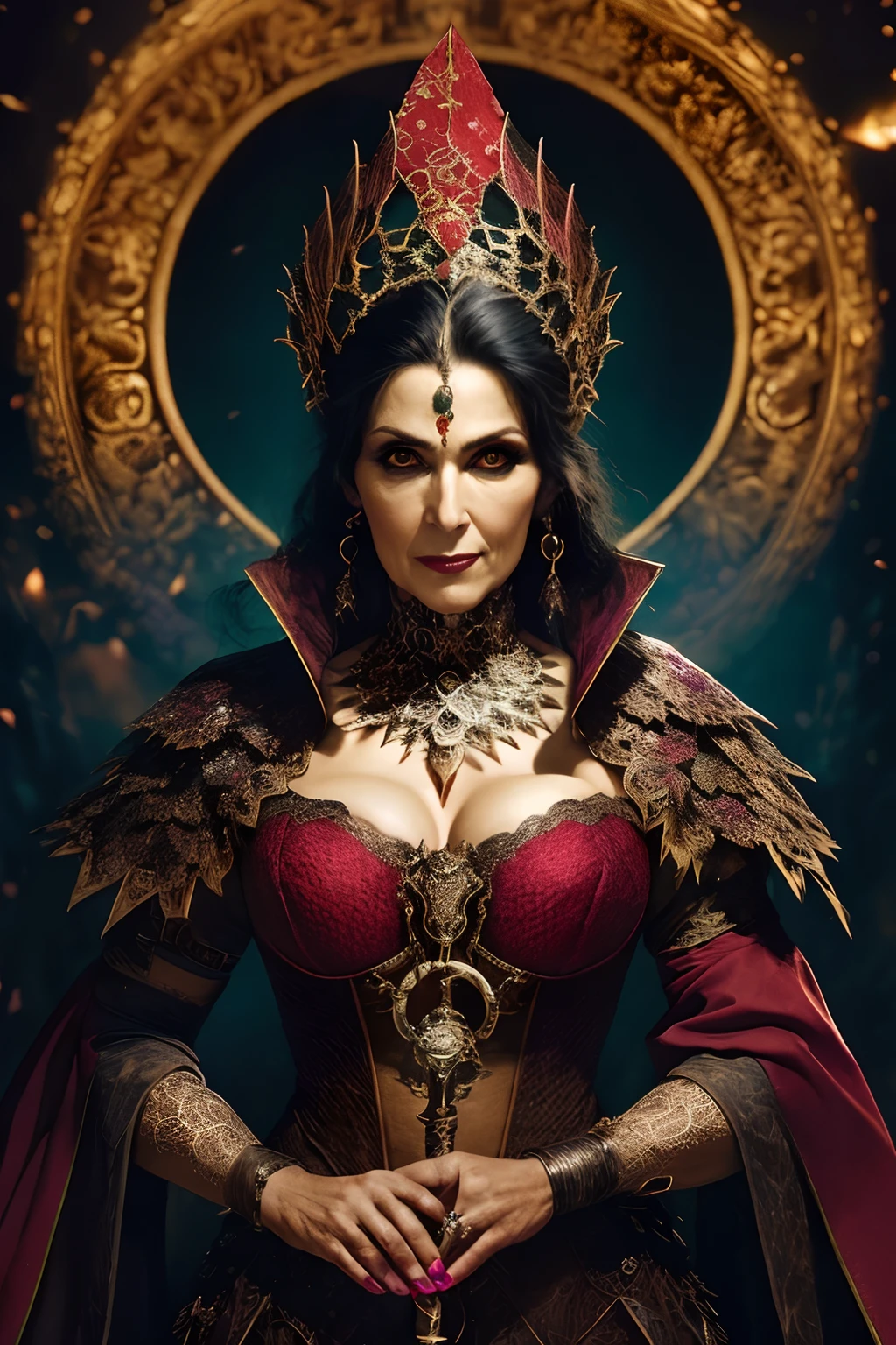 (papel de parede 8k extremamente detalhado), An average photo of a beautiful mature necromancer woman, intrincado, alto detalhe, Dramatic