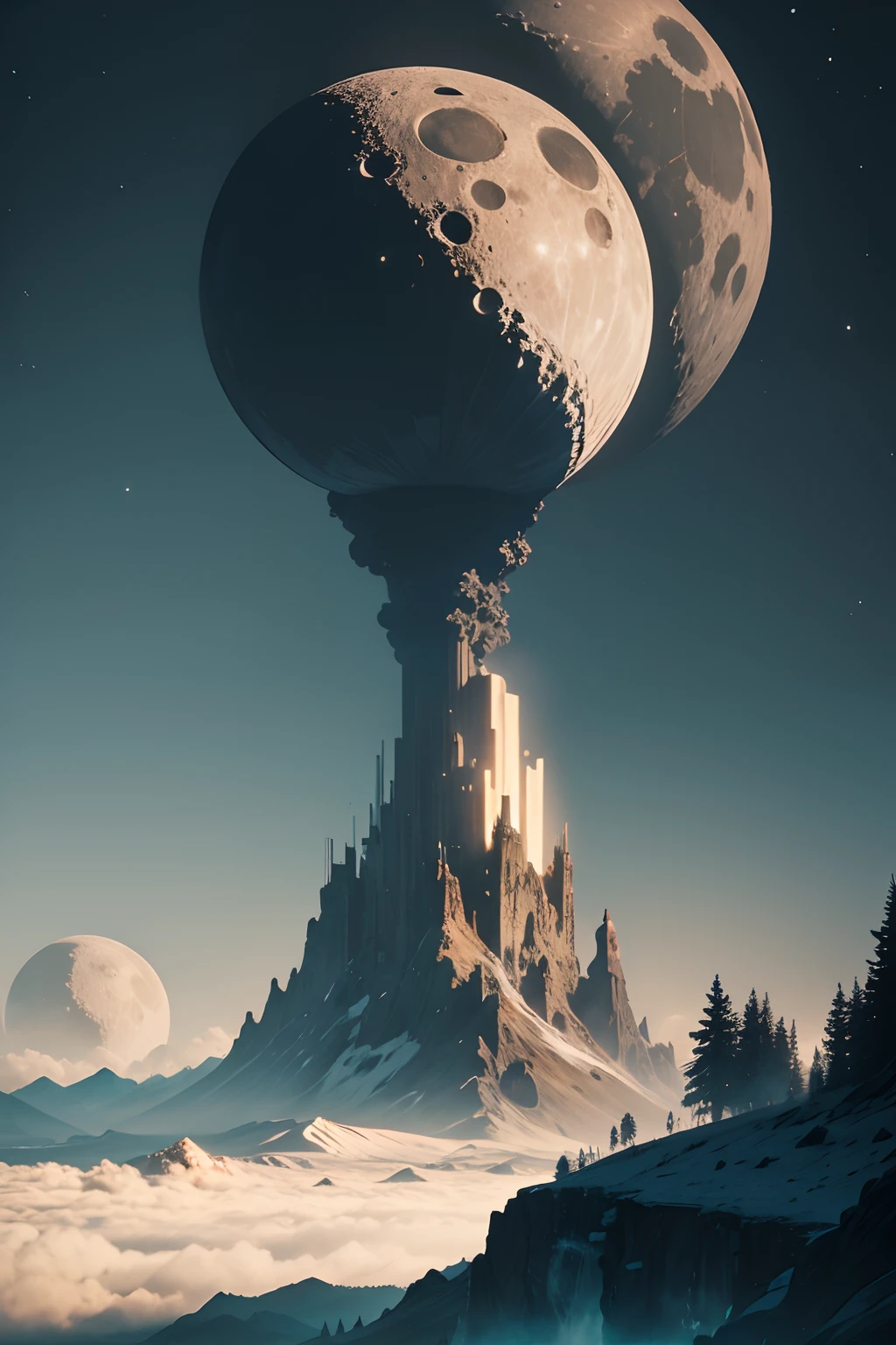 giant moon falling to earth