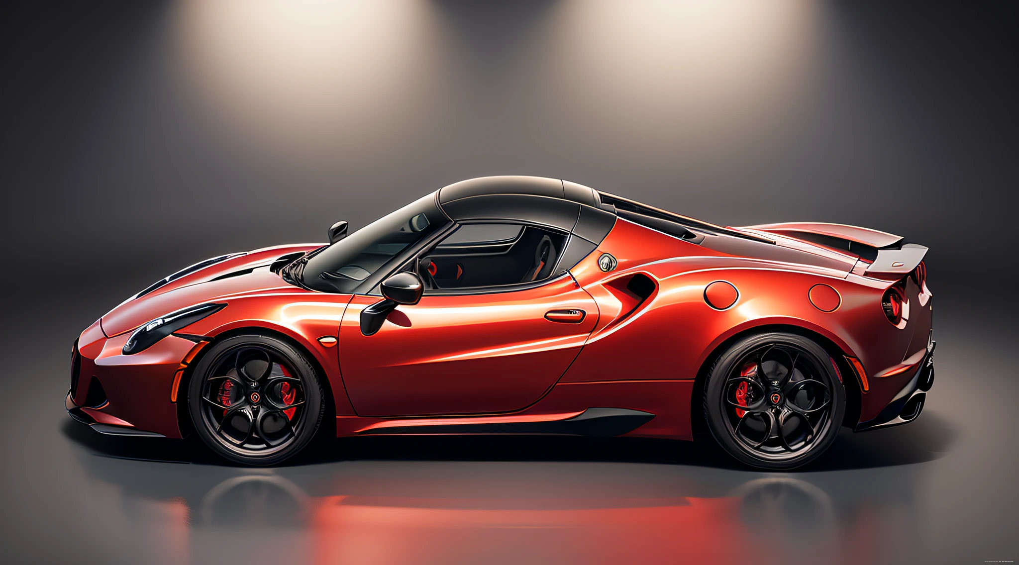 alfa romeo 4c spider,close-up photo,Photography,clear facial features,character concept art,Assembly Drawing,360 panorama,full body,cinematic shot,film lighting,inner view,rpm meter view