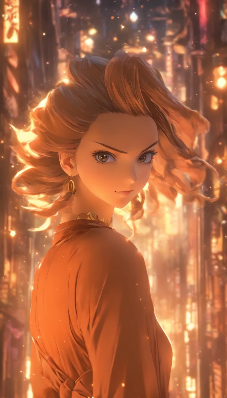 A woman in a brown dress stood in the room, Female protagonist, Also, Female protagonist 👀 :8, Style game square Enix, saori, ayami kojima amano, Inspired by Rusuke Fukahori, deayami kojima, New Xiangcheng, kasumi arimura style 3/4, Female character, jin kagetsu