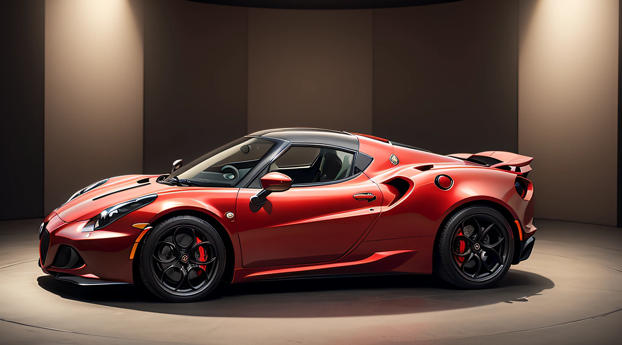 alfa romeo 4c spider,close-up photo,Photography,clear facial features,car inner view, cushion, sterling, rpm meter,character concept art,Assembly Drawing,360 panorama,full body,cinematic shot,film lighting,