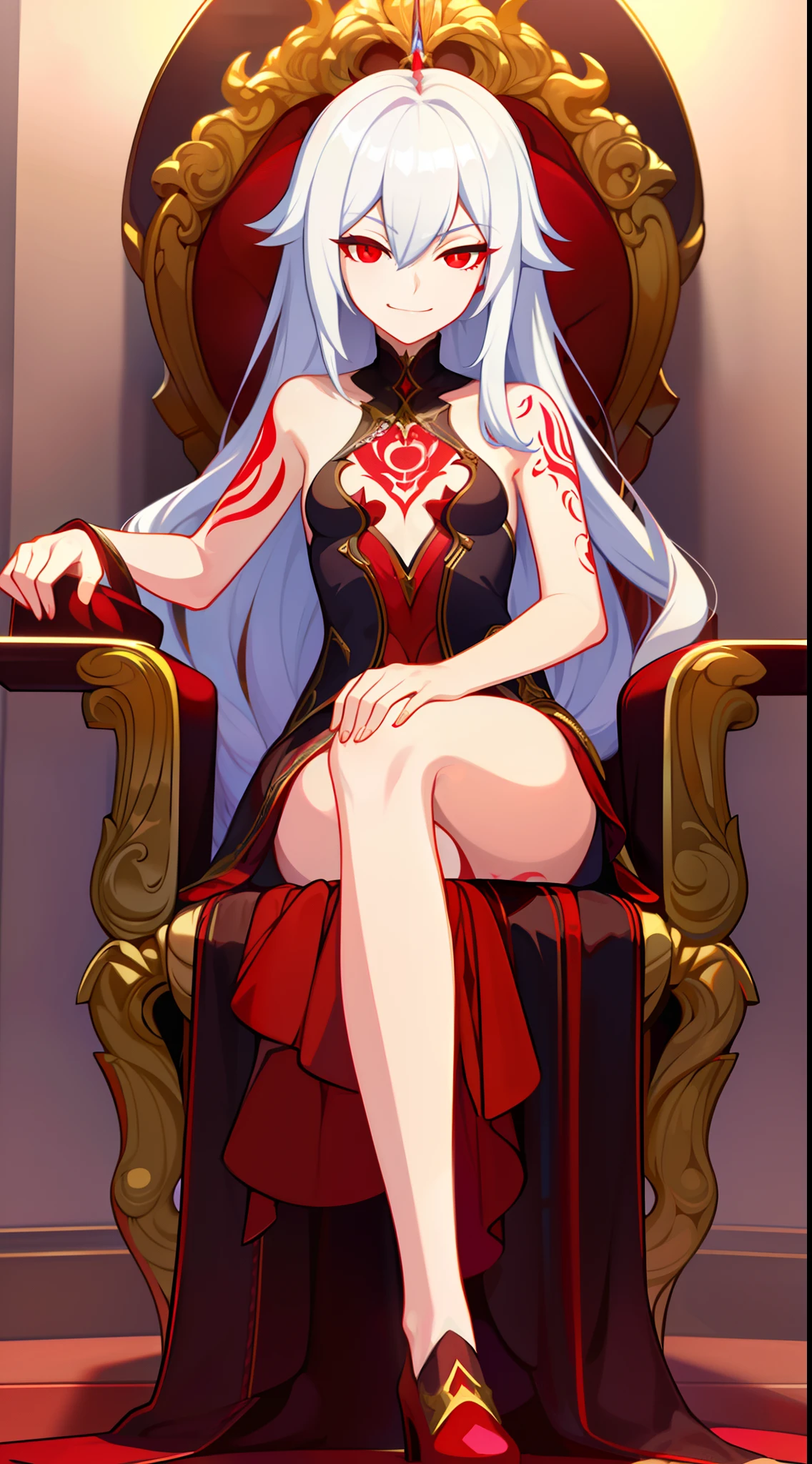 carmilla, pechos medianos, desnuda, naked, pelo blanco, hermoso rostro, ojos azules, (Obra maestra:1.2), Mejor calidad, absurdos, high resolution, fondo de pantalla extremadamente detallado, perfect lighting, Desde abajo, medias, stockings, tacones, hig heels, pussy, nsfw,+18