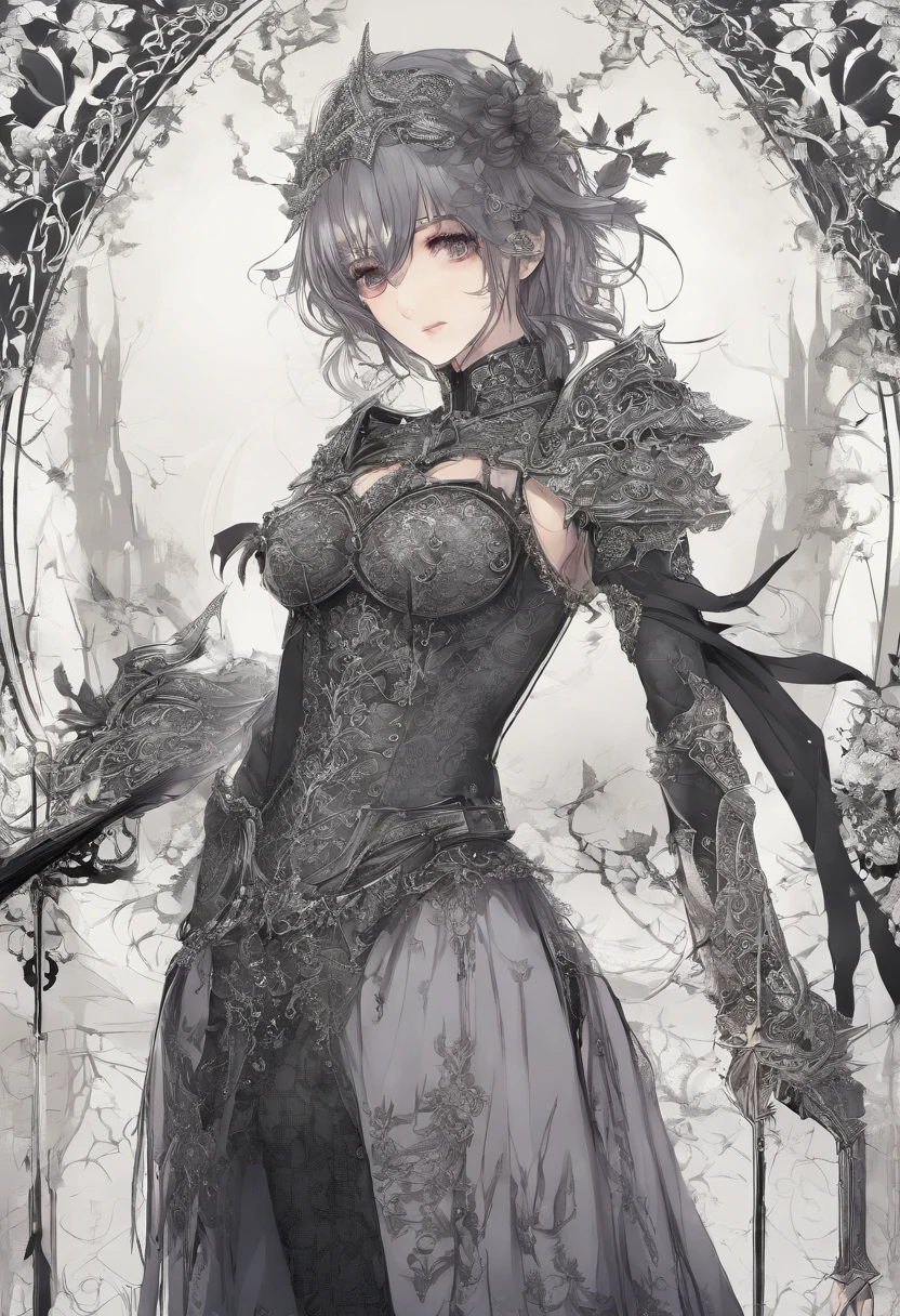 High detail, super detail, super high resolution ,(best quality)(anime)(full body) female knight, pixie cut,