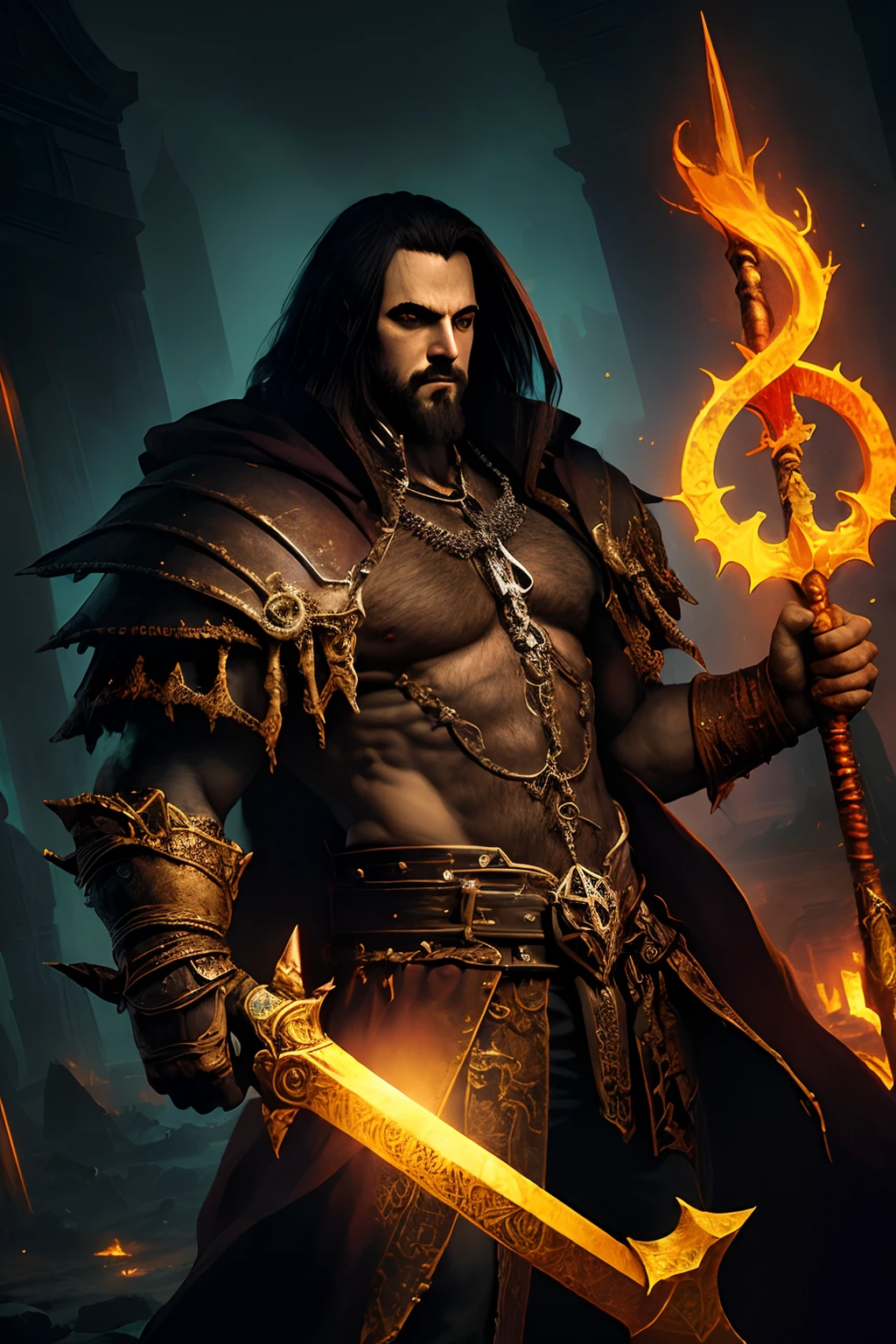 (papel de parede 8k extremamente detalhado), An average photo of necromancer lord, intrincado, alto detalhe, Dramatic