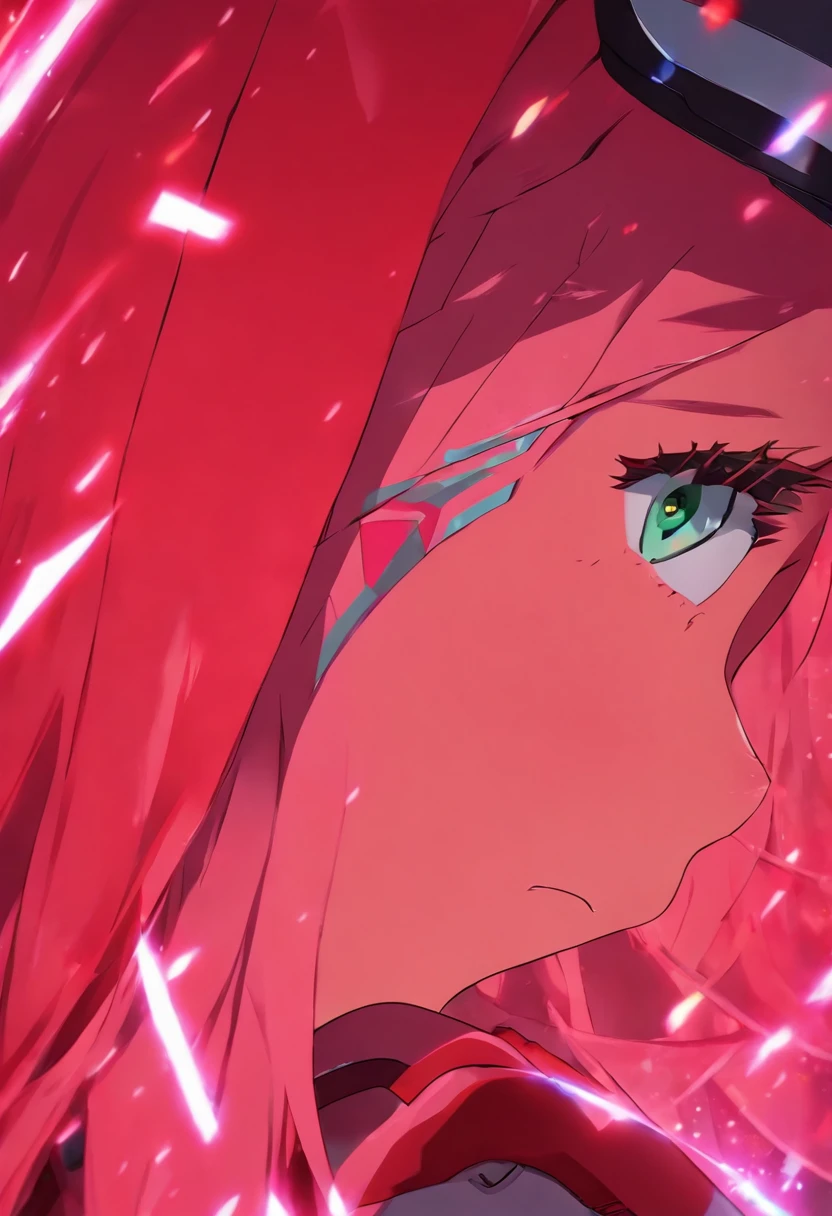 zero two from darling in the franxx, barefeet, anime style, beautiful face, detailed face, high detailed, high definition