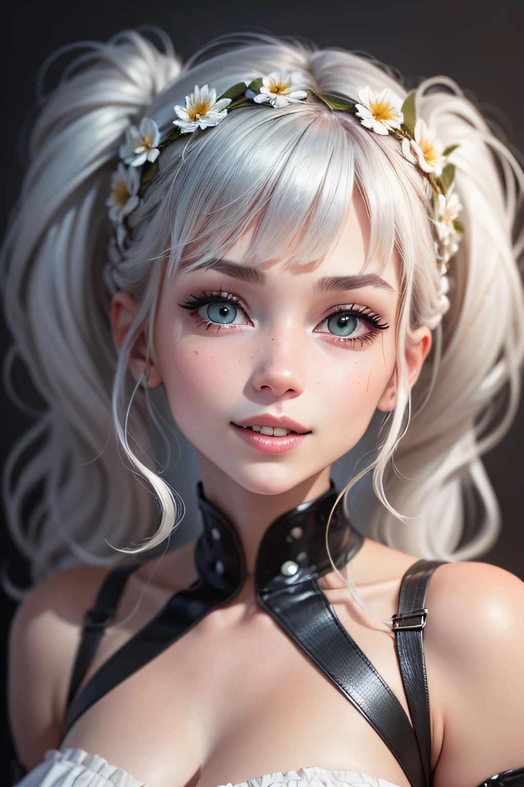 Three -yeld gi, one 28-year-old woman, blonde hair, silver hair, brown hair, black hair, braid, bangs, blunt bangs, braided ponytail, hair over shoulder, long hair, ponytail, braided bun, hair one side up, low ponytail, hairpin, hairband, ribbon, hair scrunchie, white hairband, head wreath, aqua eyes, wide eyes, pupils sparkling, wide-eyed, makeup, open mouth, smile, light smile, parted lips, smiley, glint, Ashcan School, Surrealism, first-person view, sideways, Wide-Angle, f/1.8, 35mm, Canon, UHD, retina, masterpiece, ccurate, anatomically correct, textured skin, super detail, high details, high quality, best quality, highres, 1080P, HD, 4K, 8k