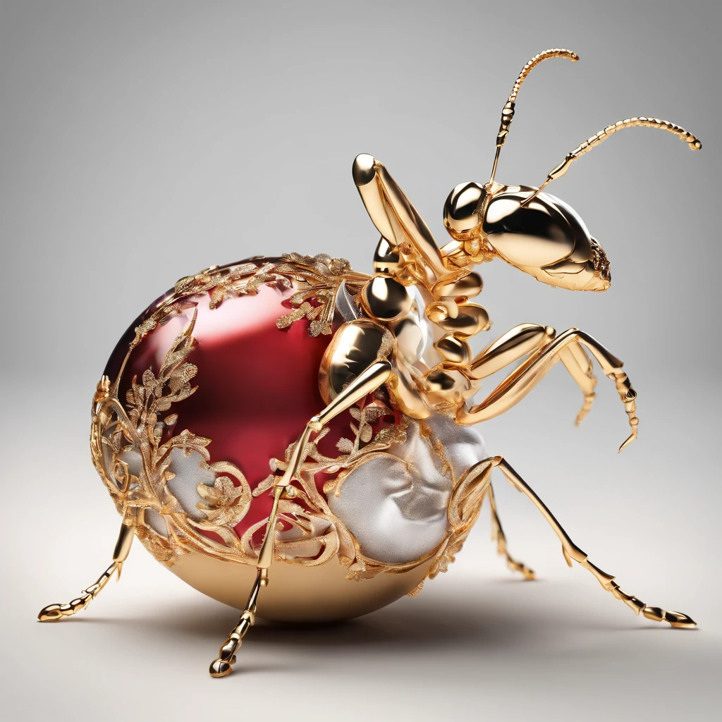 an ant in Christmas with many gifts