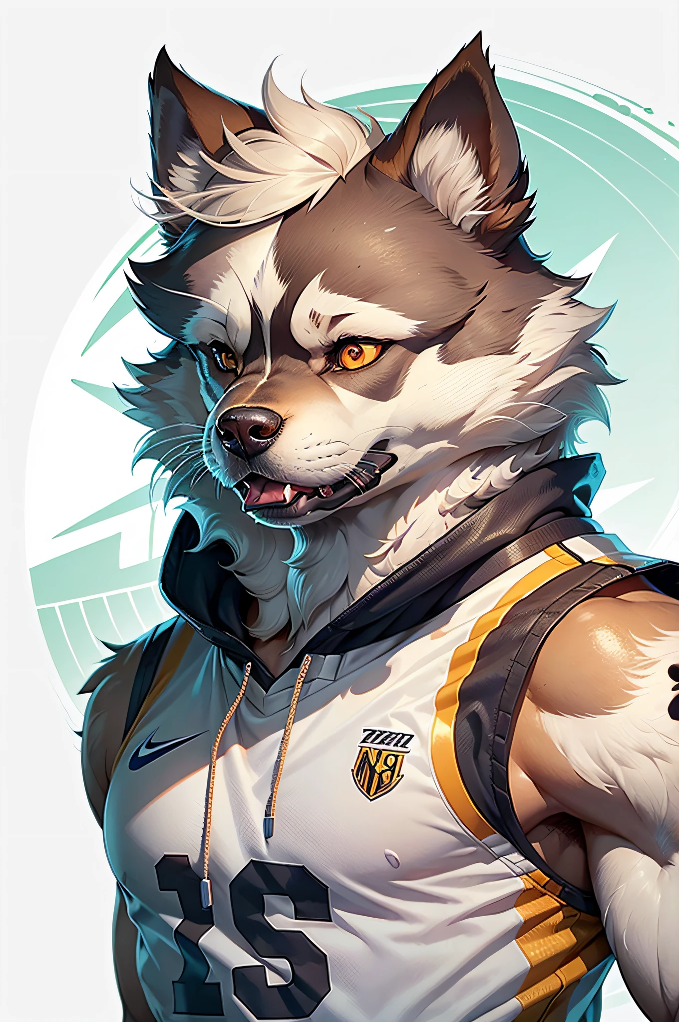 C4tt4stic, Cartoon of basketball player uniform、Breed Siberian Husky（Body hair is gray）