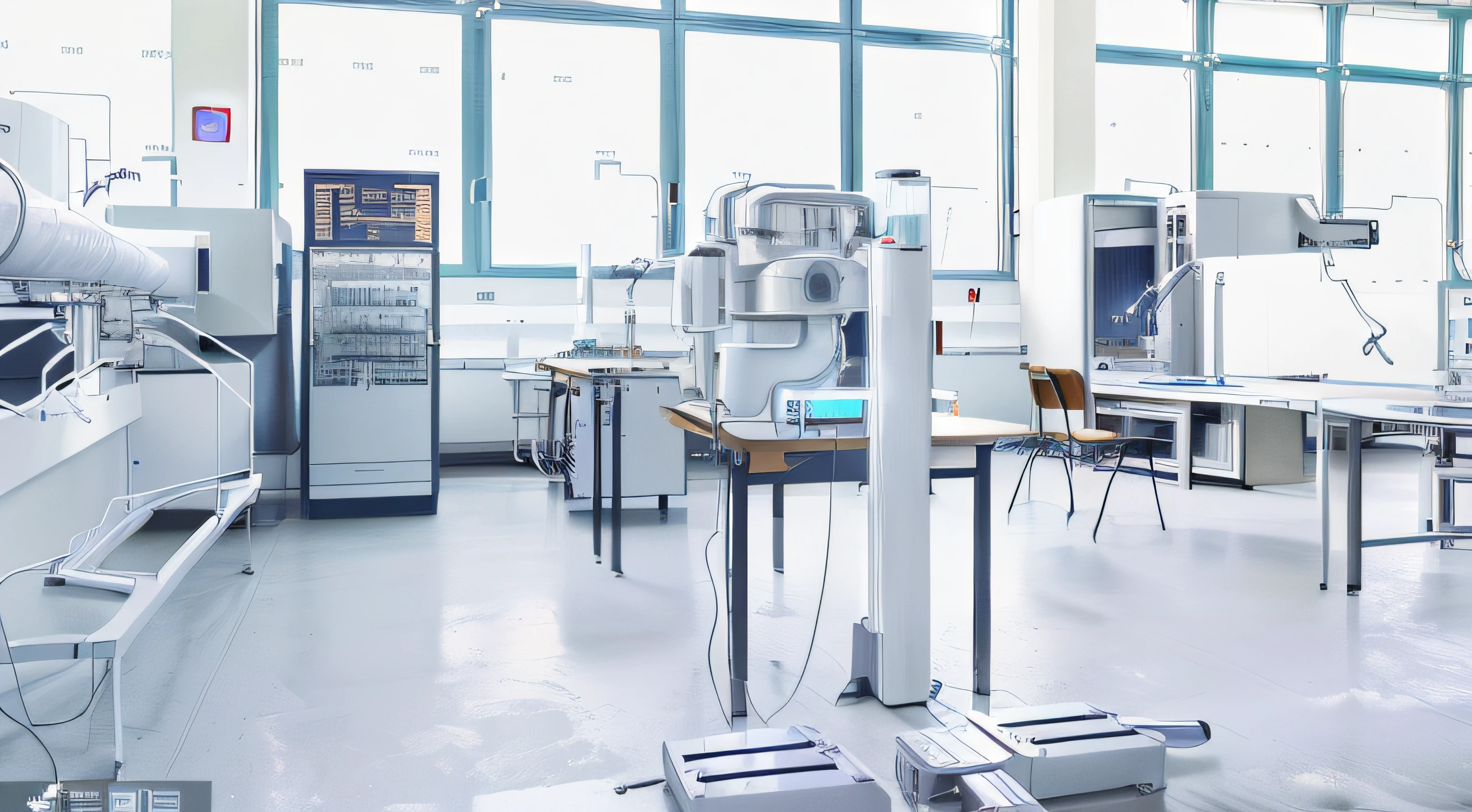 There was a room,There are a lot of machines and tables inside, laboratory in the background, handling laboratory equipment, indoor lab scene, science equipment, Laboratory, in futuristic laboratory room, the photo shows a large, High-tech, high - tech, Lab Room, Inside a science laboratory in the 1970s, inside a science facility, In a laboratory, in laboratory