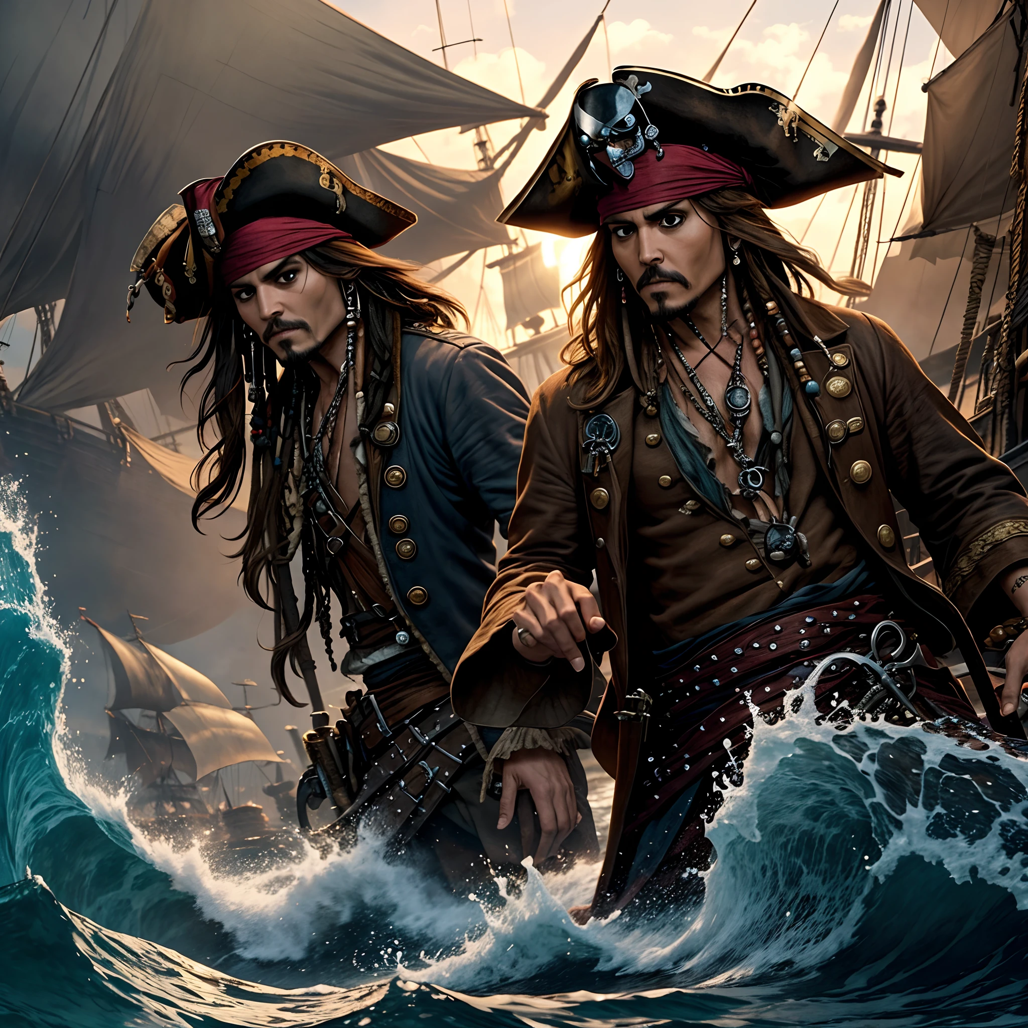 Jack Sparrow vs Davy Jones from pirates of the Caribbean