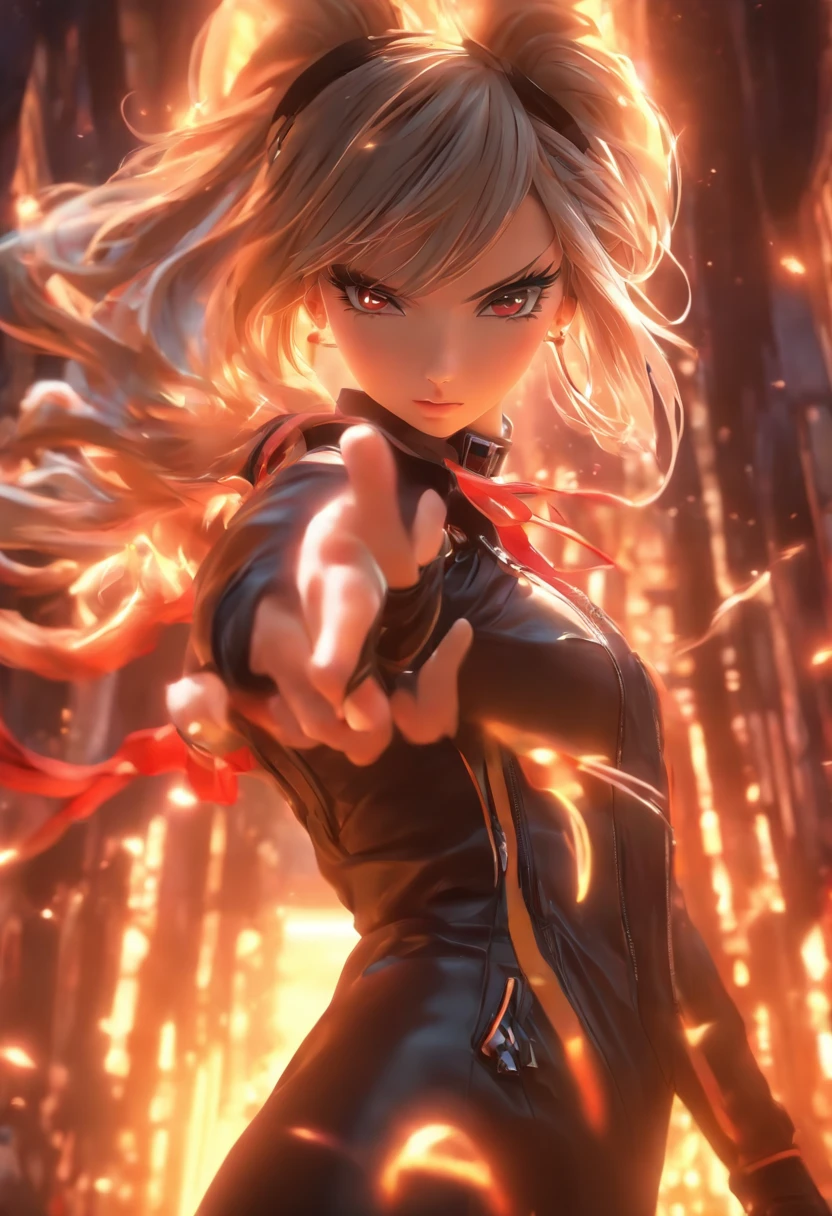 Anime - Stylistic image of a woman in a dress and a leather jacket, Use headphones, photorealistic anime girl rendering, CG art soft anime, Realistic 3D anime style, anime big breast. Soft lighting, Realistic anime art, Digital anime art, Detailed digital anime art, 4K anime style, advanced digital anime art, seductive anime girls, anime styled digital art, 3d anime style,Overall prominence,Sexy theme,Sense of seduction,sci-fy