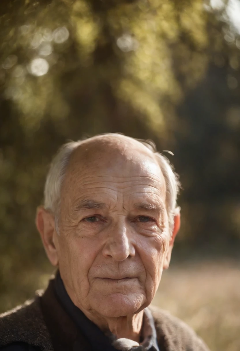 Real old man,The light and shadow in the photo are perfect, and the lens flare added a nice touch.He doesn't have too many wrinkles on his face, And the score of this photo is definitely greater than 10. The background is clean and this is a stunning photo