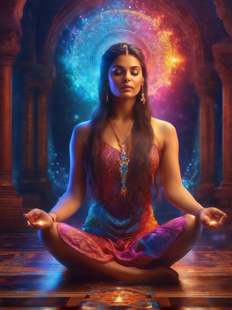 (Masterpiece:1.2),Best quality,Pisif,Taoist,(Meditation:1.1), Solo,A sexy girl ,Meditate cross-legged, Green glowing magic array, Float,Transparent,Realistic