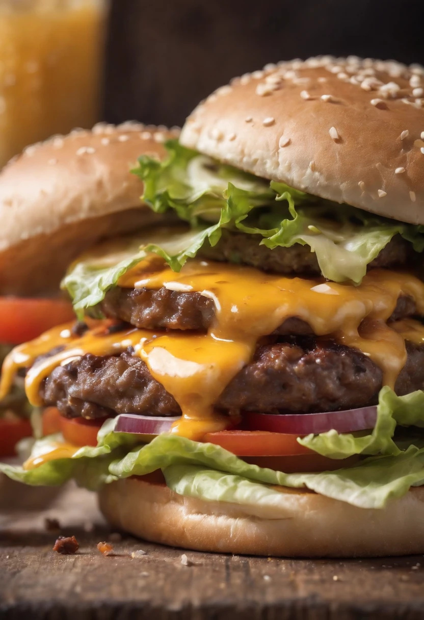 A burger falling in pieces juicy, tasty, hot, promotional photo, intricate details, hdr, cinematic, adobe lightroom, highly detailed