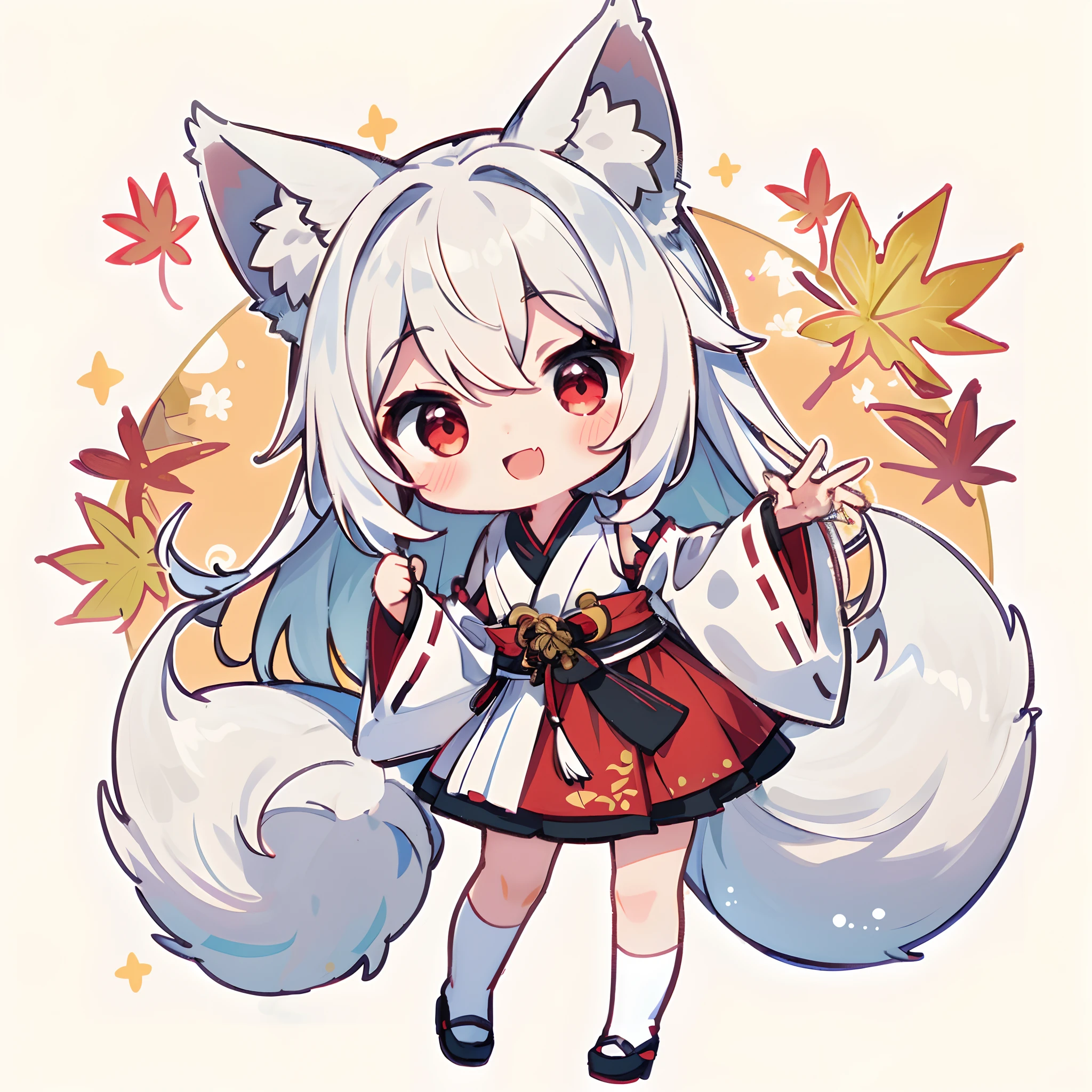 Anime girl with white hair and red eyes in a red dress, white - haired fox, fox nobushi, foxes, White fox anime, Onmyoji, White fox, Fox three-tailed fox, nyaruko-san, White fox ears, onmyoji detailed art, a beautiful kitsune woman, a beautiful kitsune woman