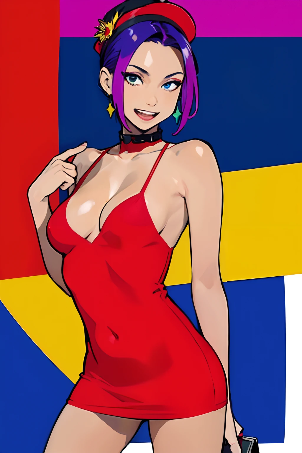 (masterpiece, best quality:1.4), (film poster, cover-style), young woman as the central character, sense of danger and intensity, dark and gritty background, The text is bold and attention-grabbing, color palette is mainly dark with splashes of vibrant colors, fashionable, woman, vibrant, outfit, posing, front, colorful, dynamic, background, elements, confident, expression, majestic, modern, trendy, focus, fashion,