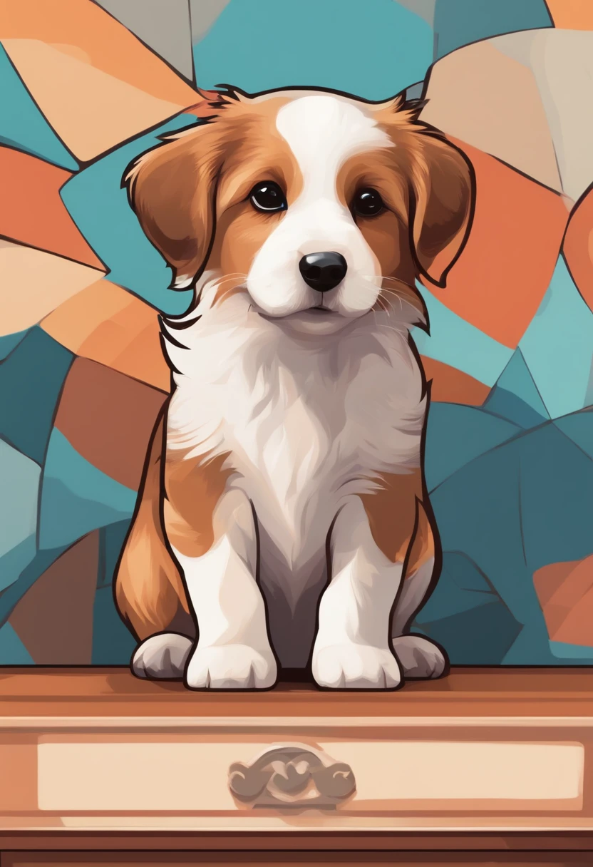 Generate an icon-style image of a cute dog facing forward.