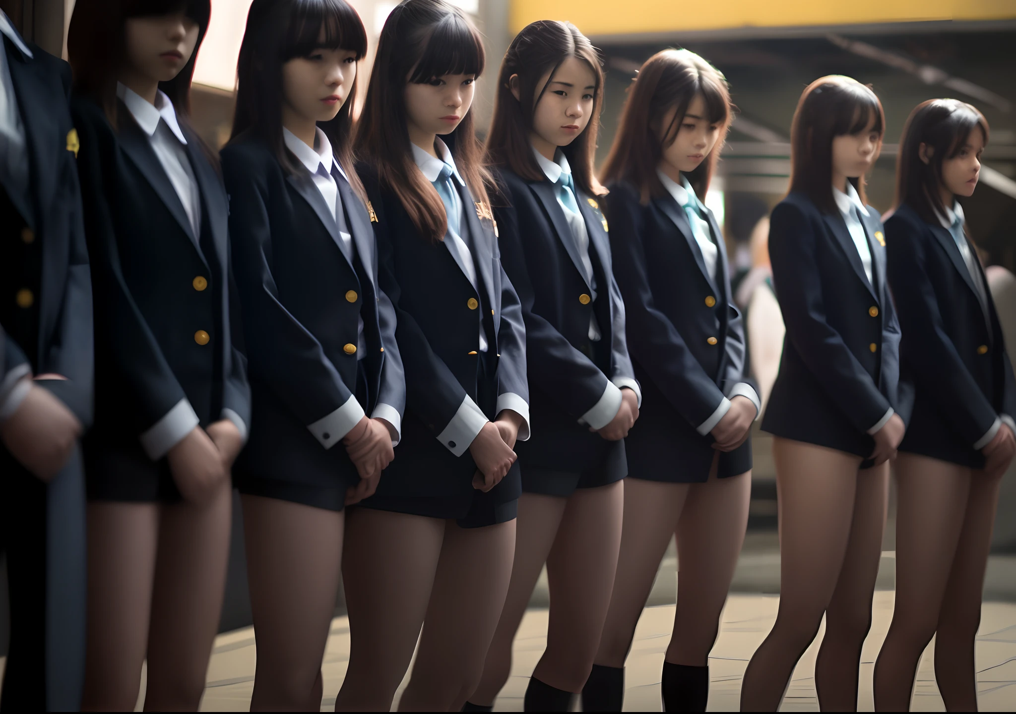 NSFW, (4girls, pussy line,exposed,detailed vagina,baby face:1.5), spread legs, (blue fabric school uniform jacket:1.2), (looking at viewer:1.2) , (Sweat:1.3),(steam:1.3),(slim:1.5), (tanlines:1.5), blond hair, masterpiece, best quality, Cinematic lighting, cinematic angle, low angle shot, (embarrass:1.1), (frown:1.4),neat,(blush:1.6), (defiant look:1.5), (Serious:1.2),(Clenching teeth:1.4),(wet,tears,steam:1.3), school rooftop,
