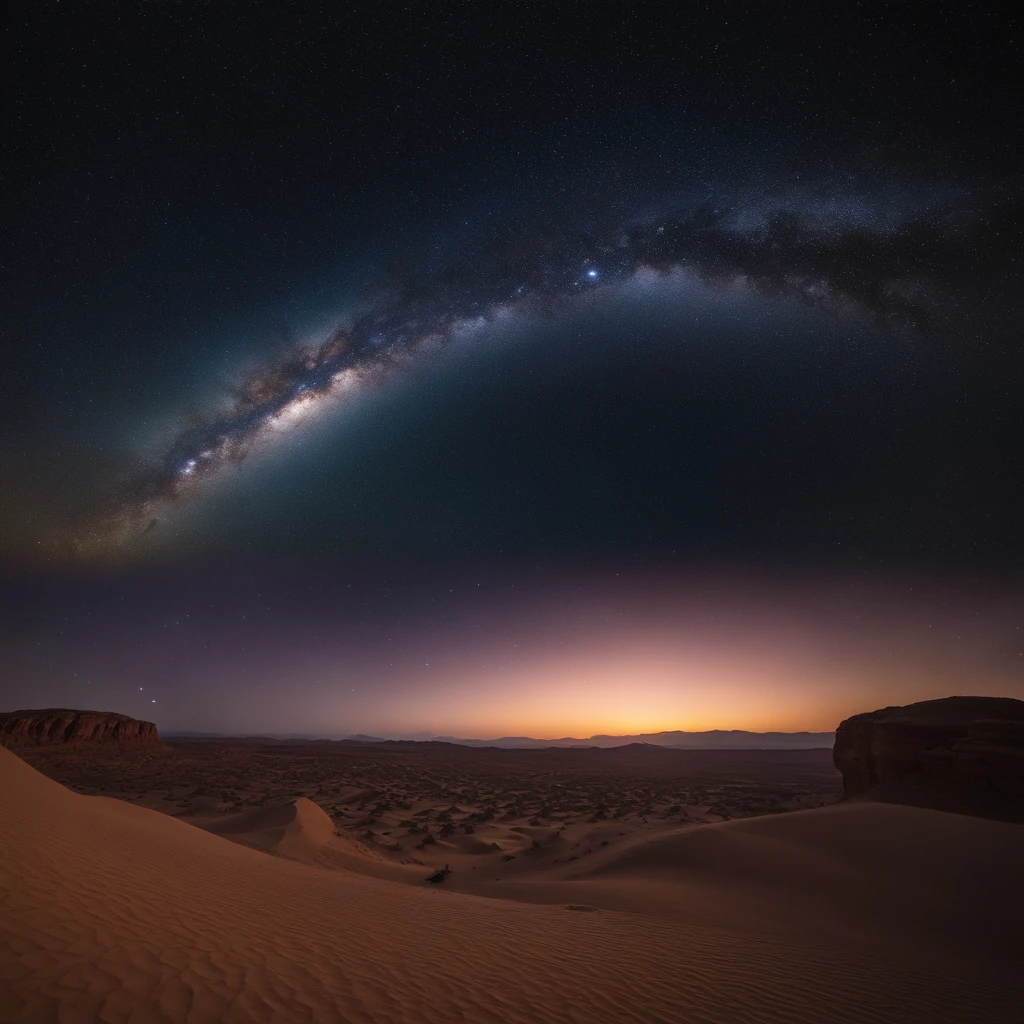 Master Parts、Superior Quality、superior image quality、The 8k quality、、Beautiful pictures of the starry sky、magnifica、Arched Milky Way:1.9、A desert:1.9