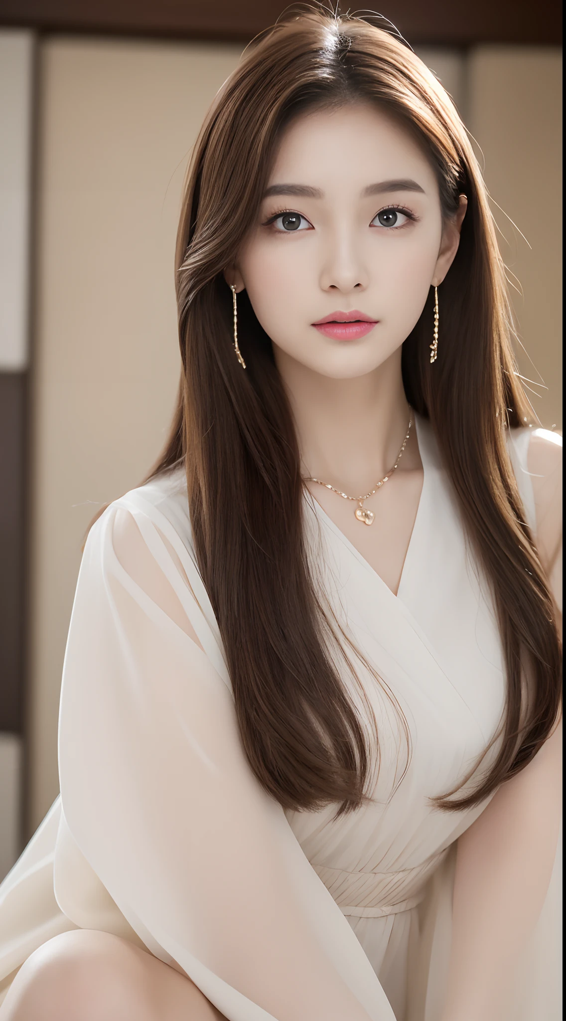 (((32K,very high res, high detailing, highly accurate,Masterpiece Girl 1))),Raw photo & realistic atmosphere,beautiful dark blue eyes,Detailed mouth,Glossy lips,Detailed eyebrows,Soft white skin that shines with every detail,,Eyes drawn in detail、Very beautiful eyes with azure eyes,Detailed lips、Very beautiful face,Very well-formed face、Lifelike face,shiny beautiful lips,Beautiful eyebrows,Infinite reality,Best design,(Insanely cute Japan 21-year-old girl,Healthy style,small tits、very small breasts,Very cute beautiful girl,Little Girl:1.5),Best Natural Makeup,Japanese ido,Korean Idols,Young sensual idol,Moist eyes,If the fingers are5Boken、Detailed elongated legs:1.3),超A high resolution、,Natural and realistic face,,Pure eyes are too cute,(((photorealisim))),Reality Live Action,(Fashionable earrings,,a necklace,A bracelet,gyuru,Glossy nail art:1.6),(Cute Camisole,Gentle 21 years old,light brown hair,Middle straight hair、独奏,Natural makeup close to no makeup:1.7)(the camera is below,Photograph the upper body, Approach photographers、Pampering,Young cute beautiful face:1.8)