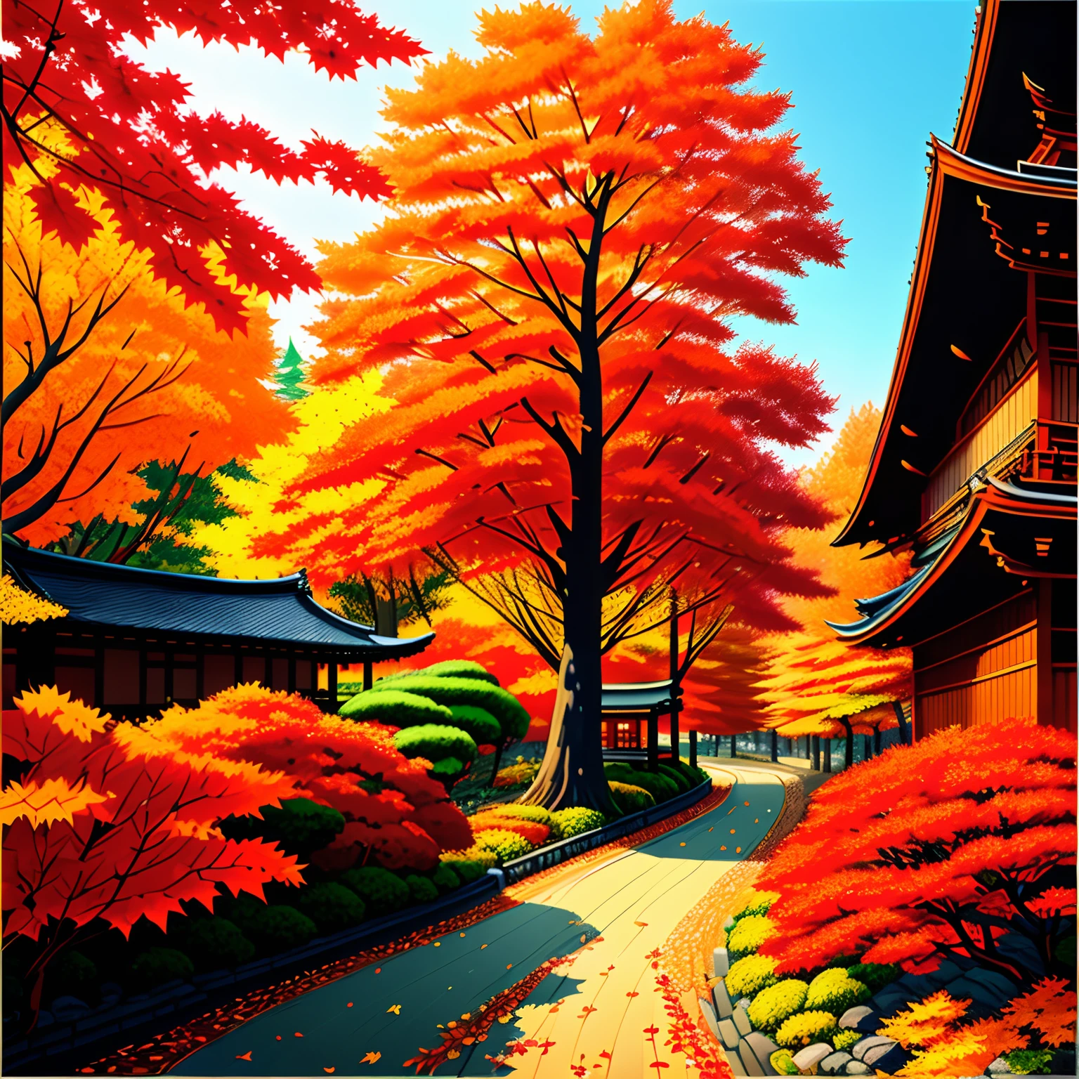 autumn in japan、Colored leaves、2D