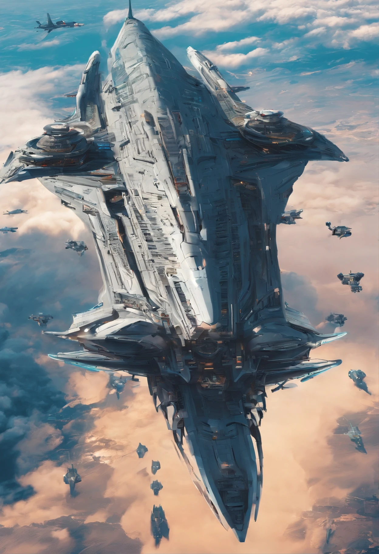 Chinese style,Large flying aircraft carriers,(Dragon-shaped decoration),((Majesty,Domineering))