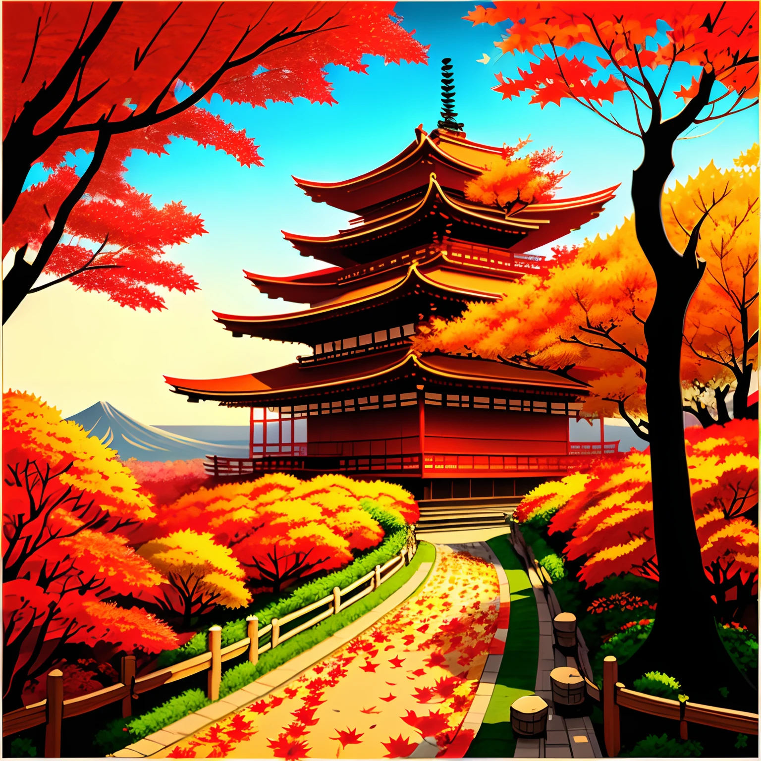 autumn in japan、Colored leaves、2D