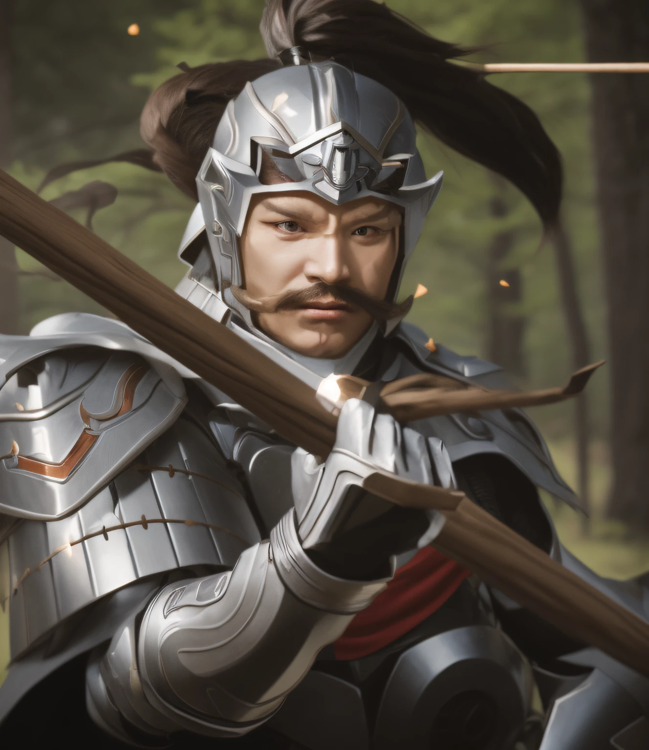 Man in armor with a stick