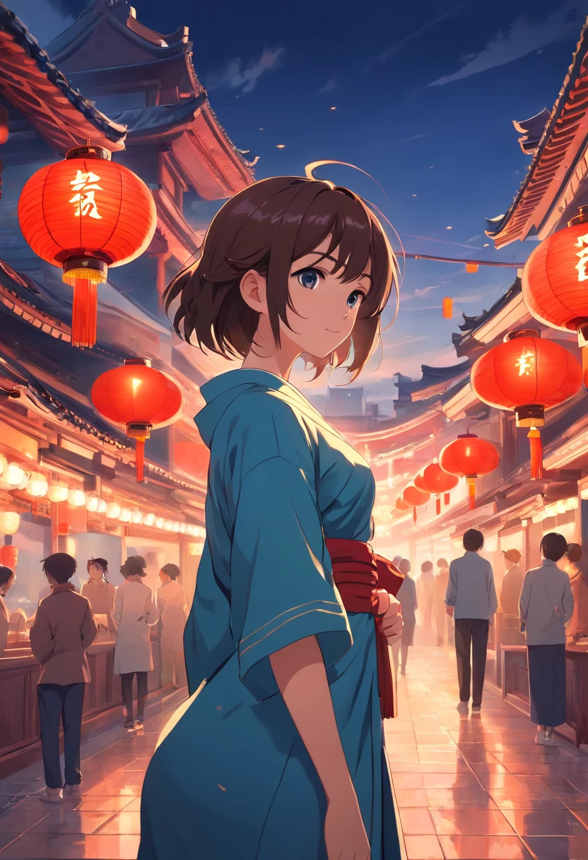 A girl in Chinese style is posing,Gorgeous Chinese background。
