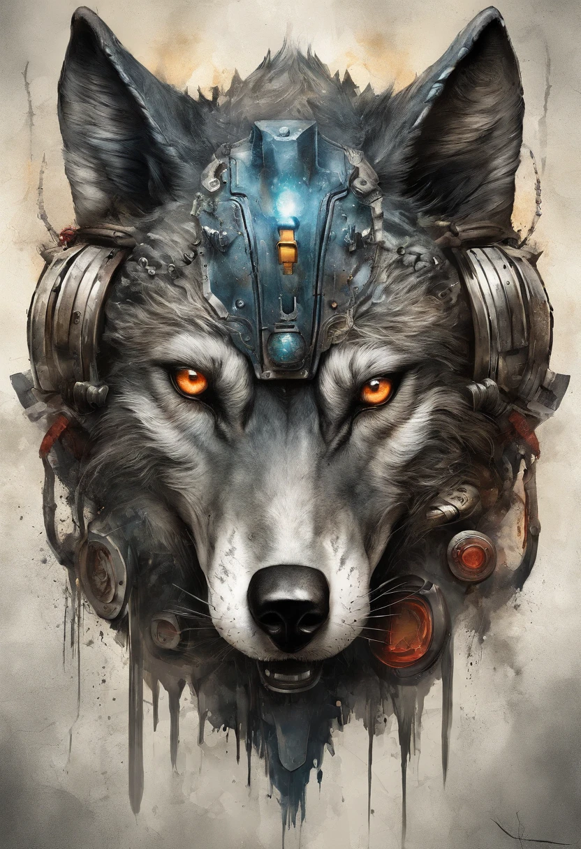 HighestQuali, Dramatic lighting, menacing posture, Fierce expression, Epic atmosphere, (((Wolf head shaped helmet))), (((Full body shot))),Wolf made of metal, Cyborg, Cyberpunk Style, Clockwork, ((Intricate details)), hdr, ((Intricate details, ultra - detailed)), Incandescent Lamps, cinema shot, Vignette, Bokeh effect Baker ground, (canid), (Full body shot).